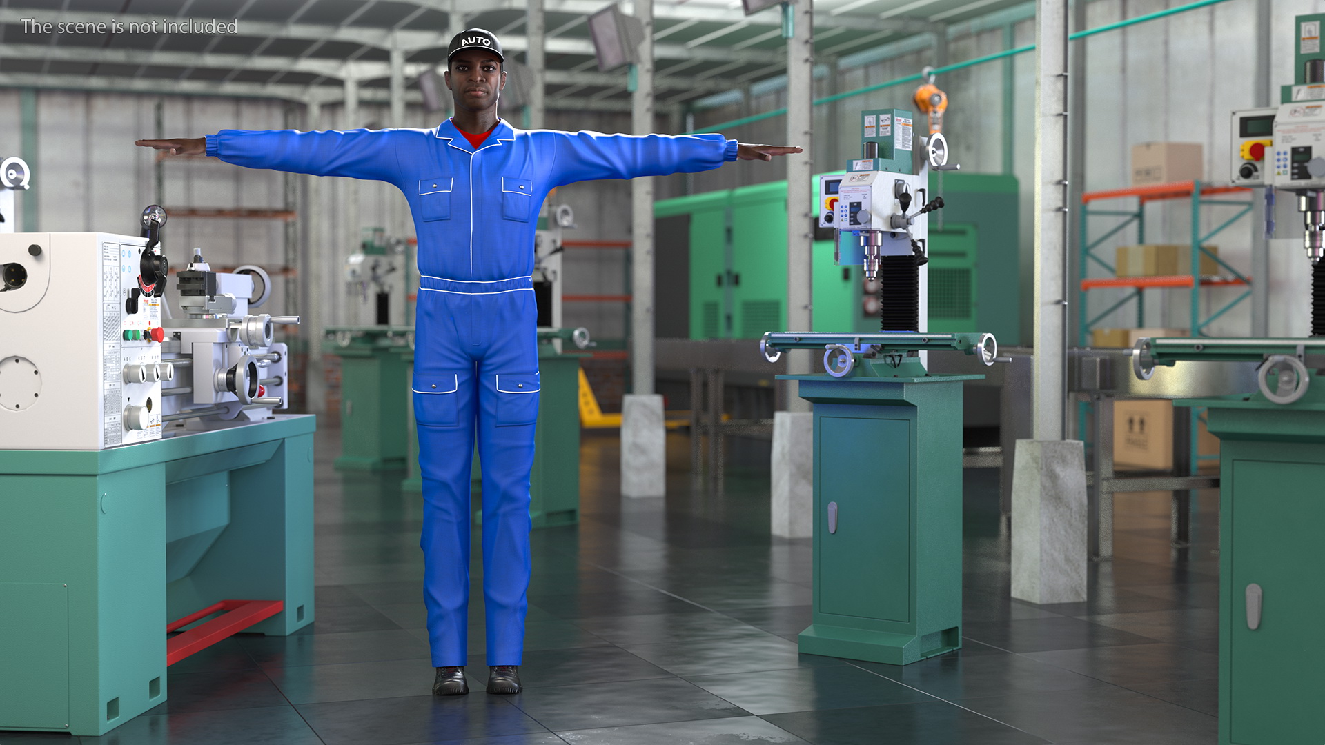 3D model Dark Skin Black Car Mechanic T Pose