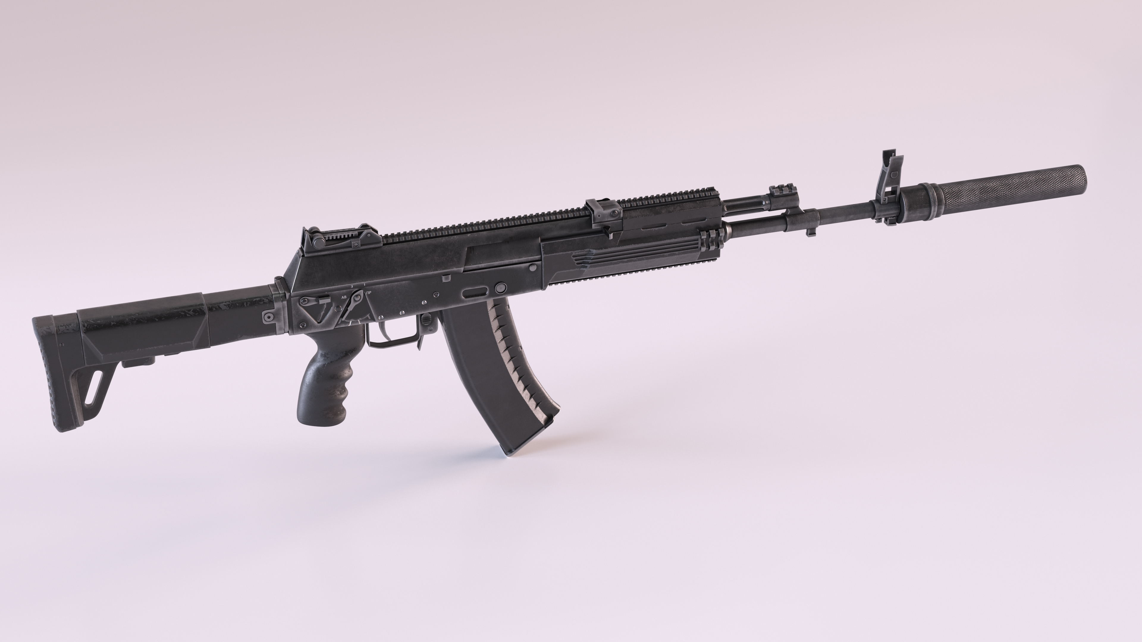 3D model Russian Assault Rifle AK-12 2011 with Silencer Old