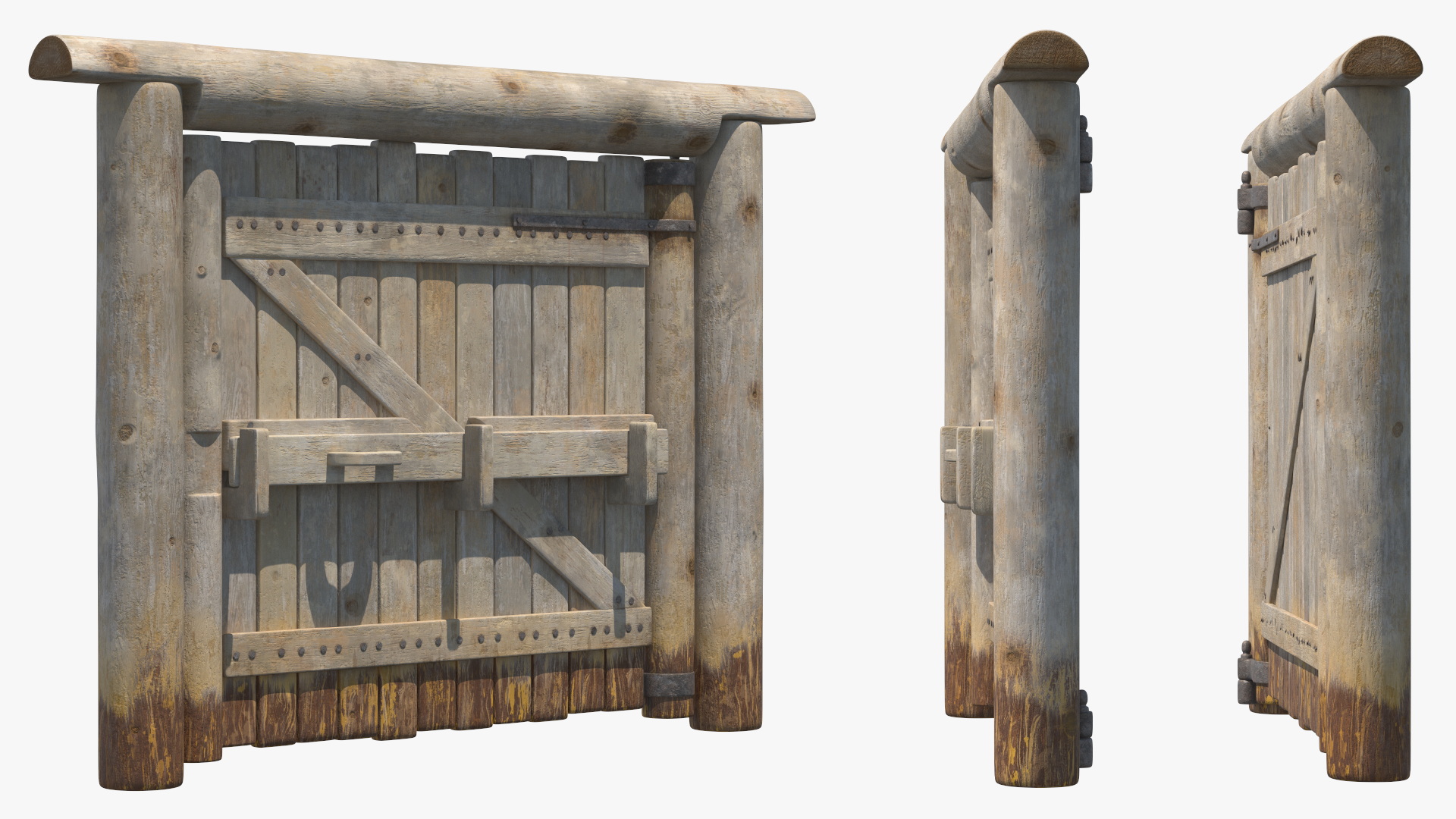 3D Village Old Wooden Gate model