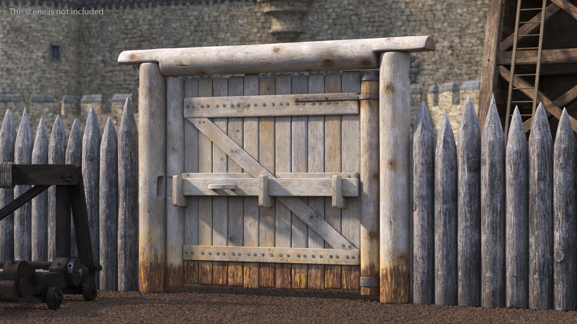 3D Village Old Wooden Gate model