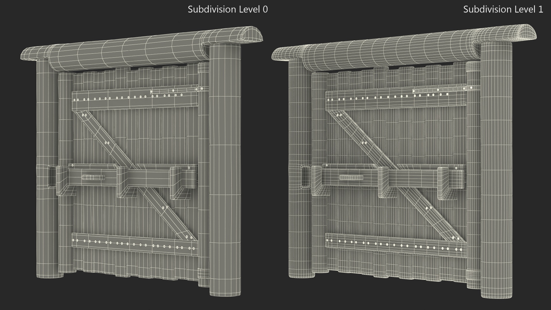 3D Village Old Wooden Gate model