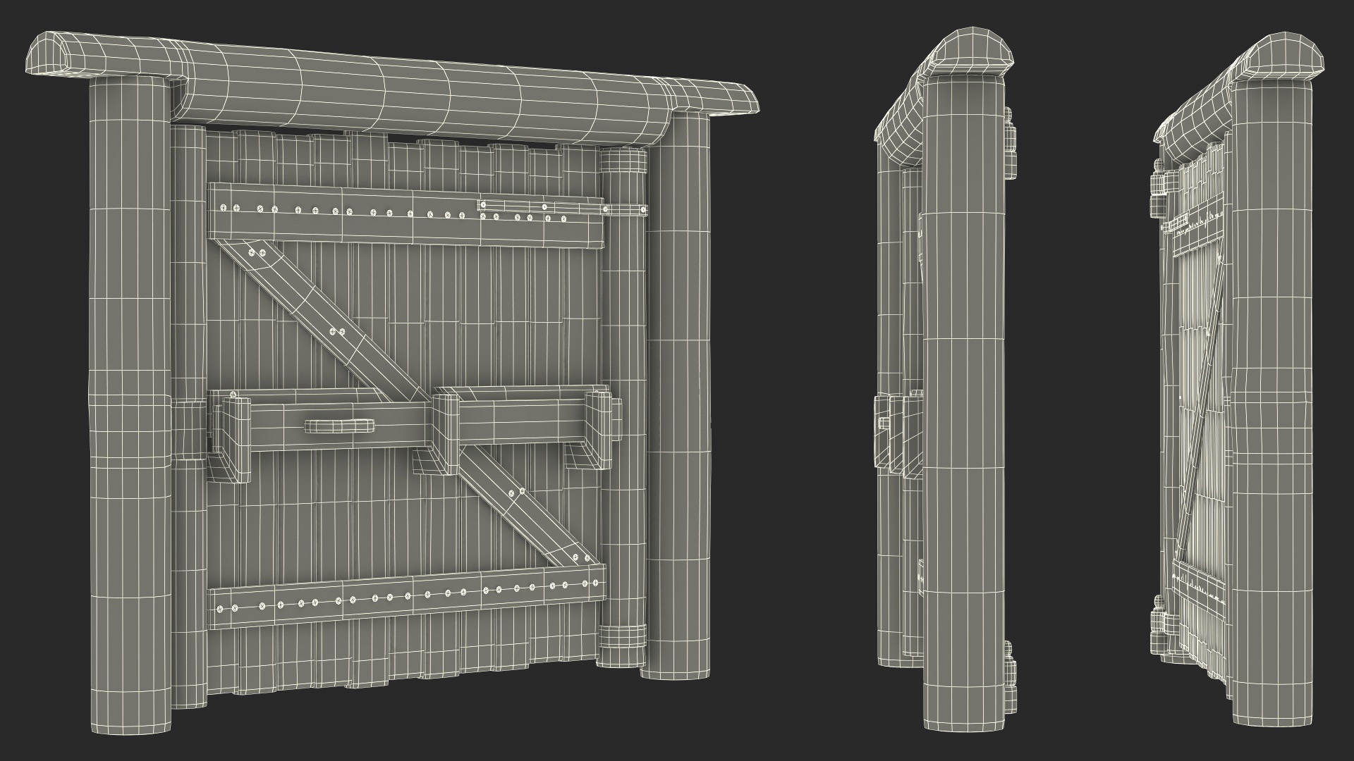 3D Village Old Wooden Gate model