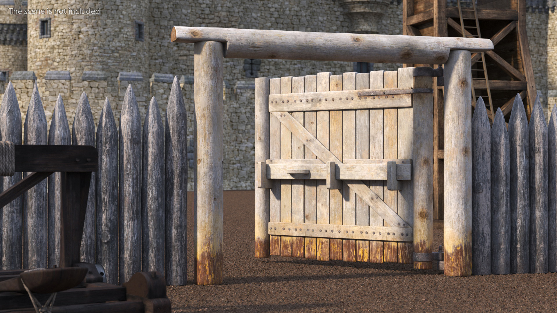 3D Village Old Wooden Gate model