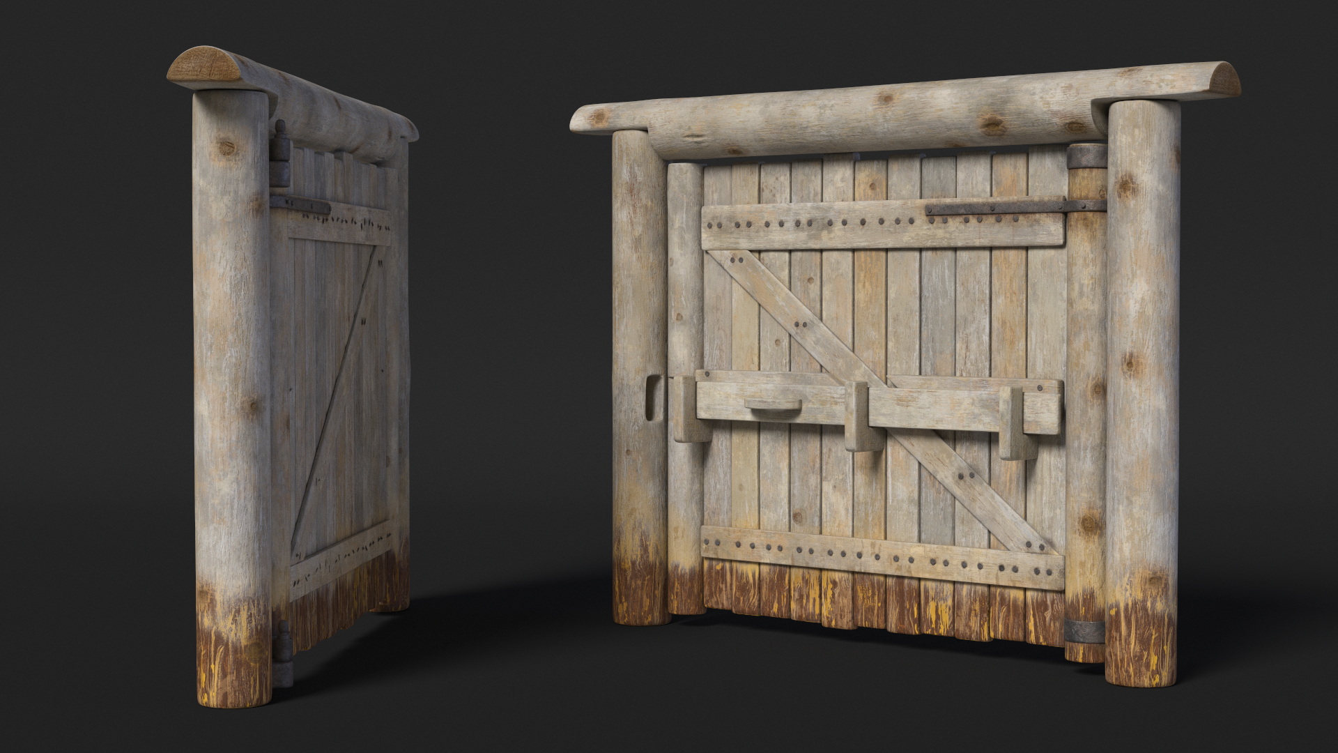 3D Village Old Wooden Gate model