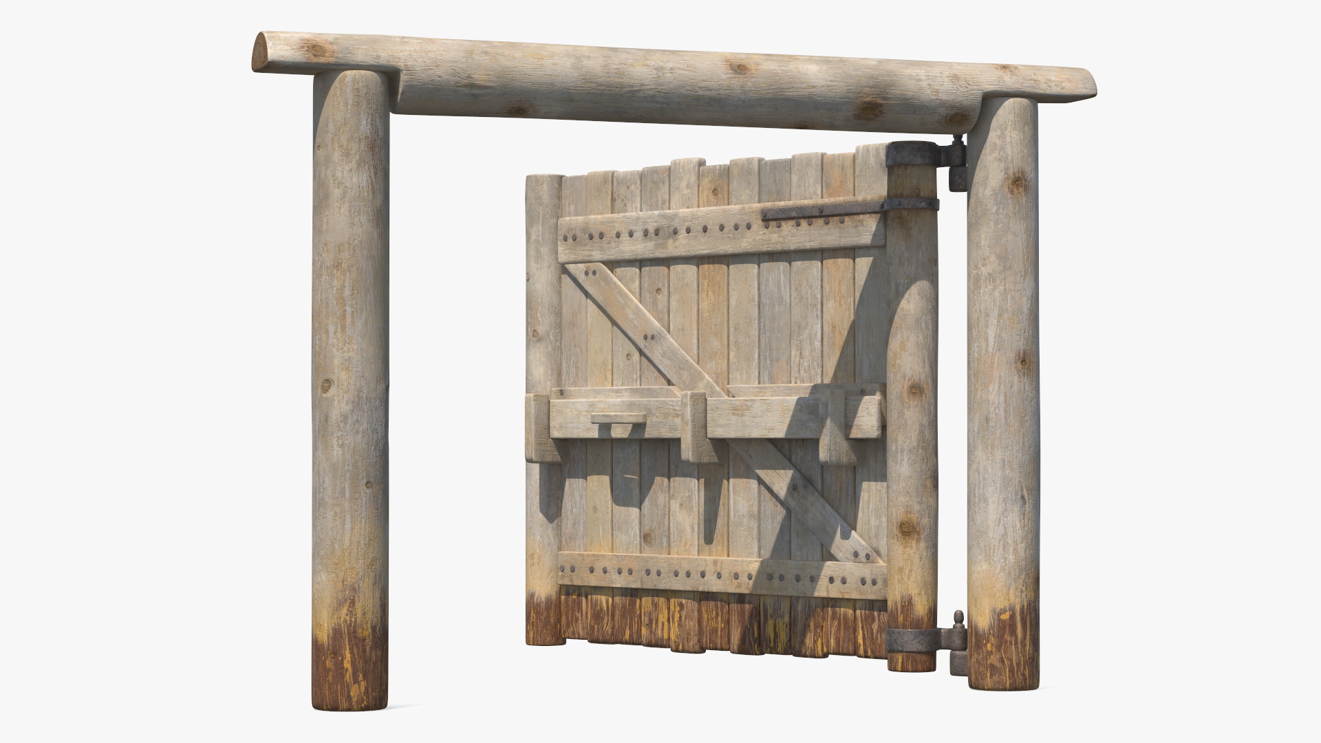 3D Village Old Wooden Gate model