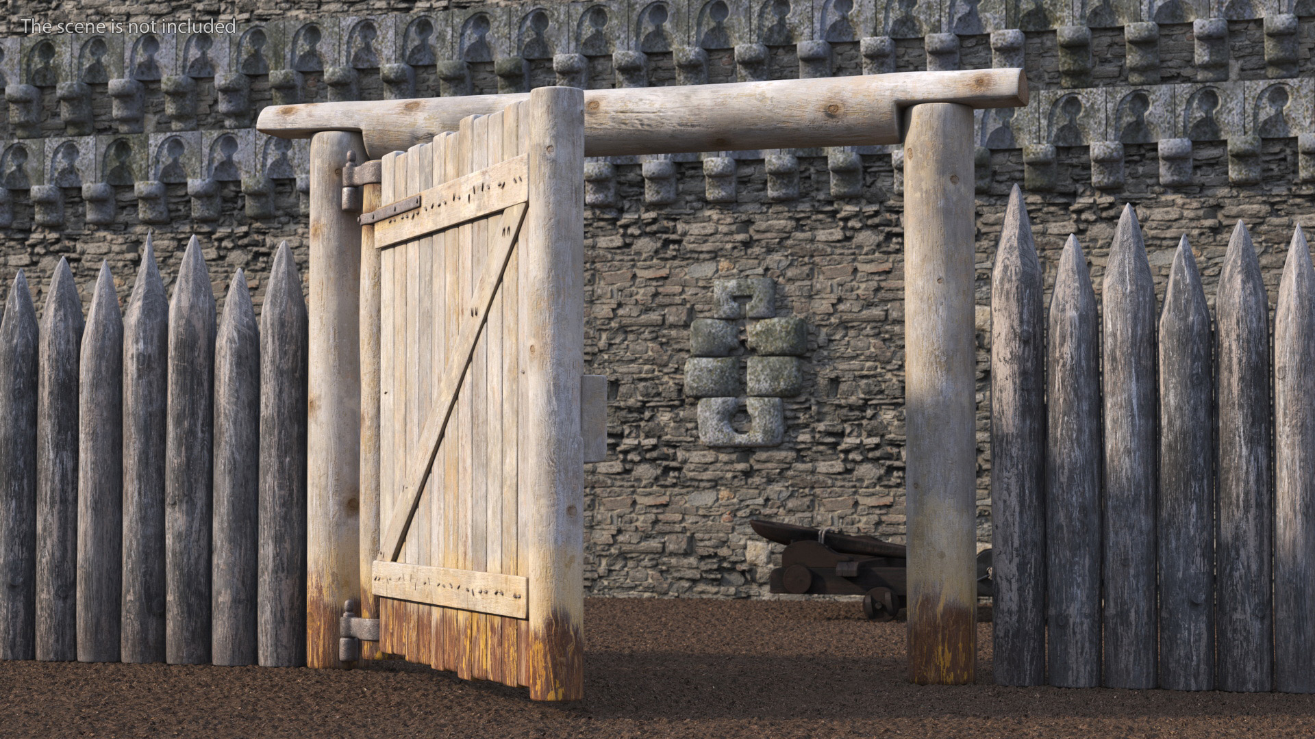 3D Village Old Wooden Gate model