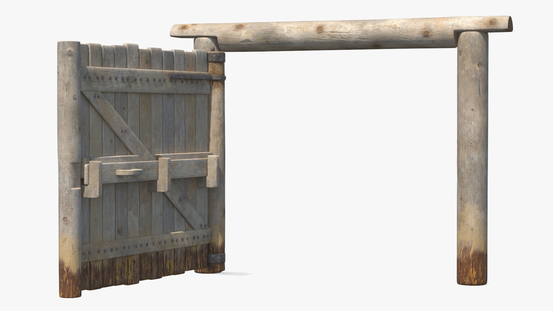 3D Village Old Wooden Gate model