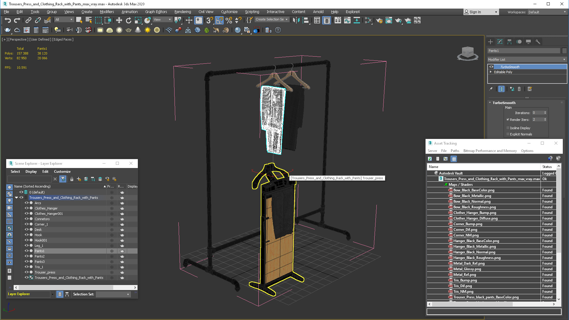 3D Trousers Press and Clothing Rack with Pants model