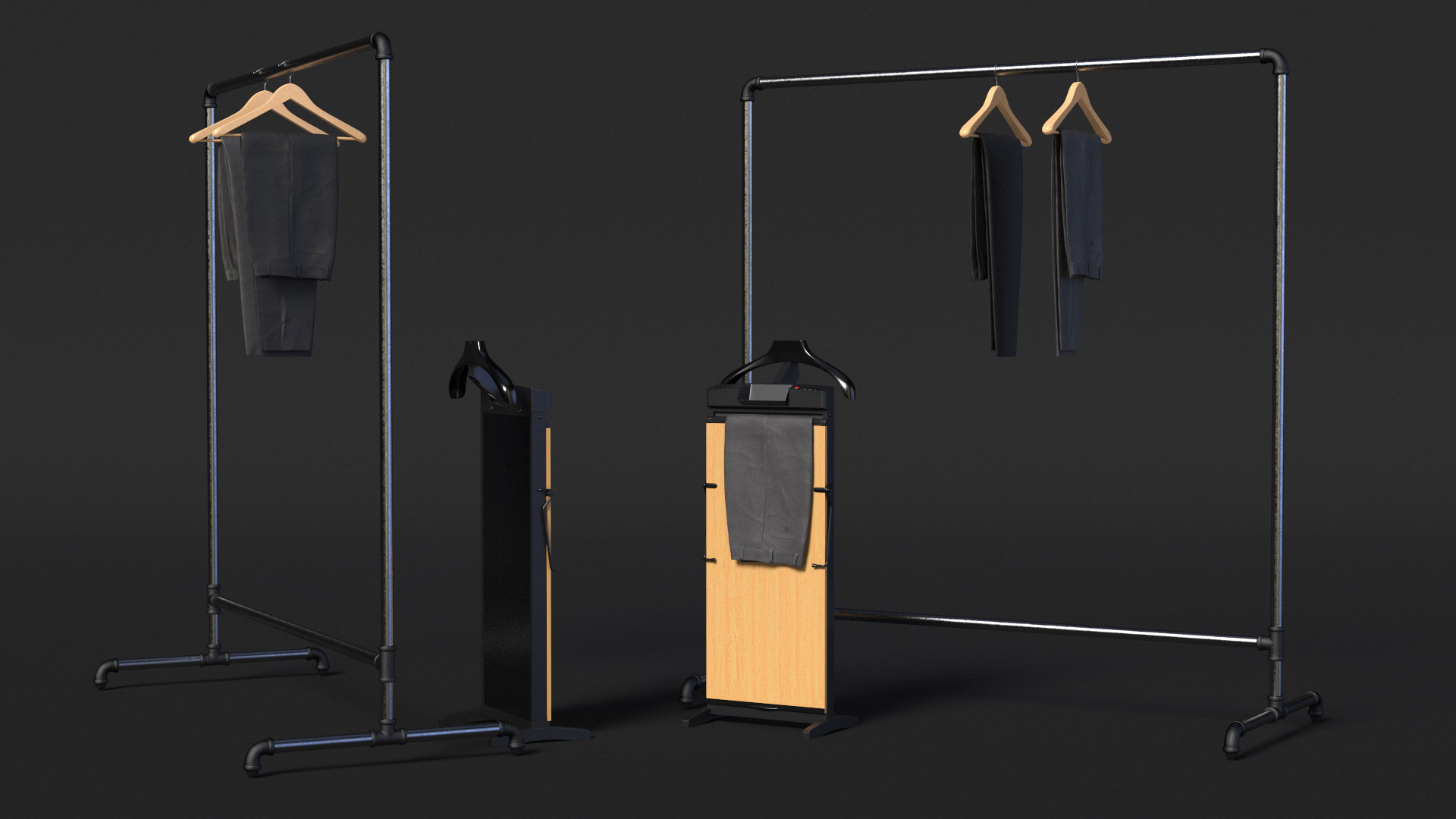 3D Trousers Press and Clothing Rack with Pants model