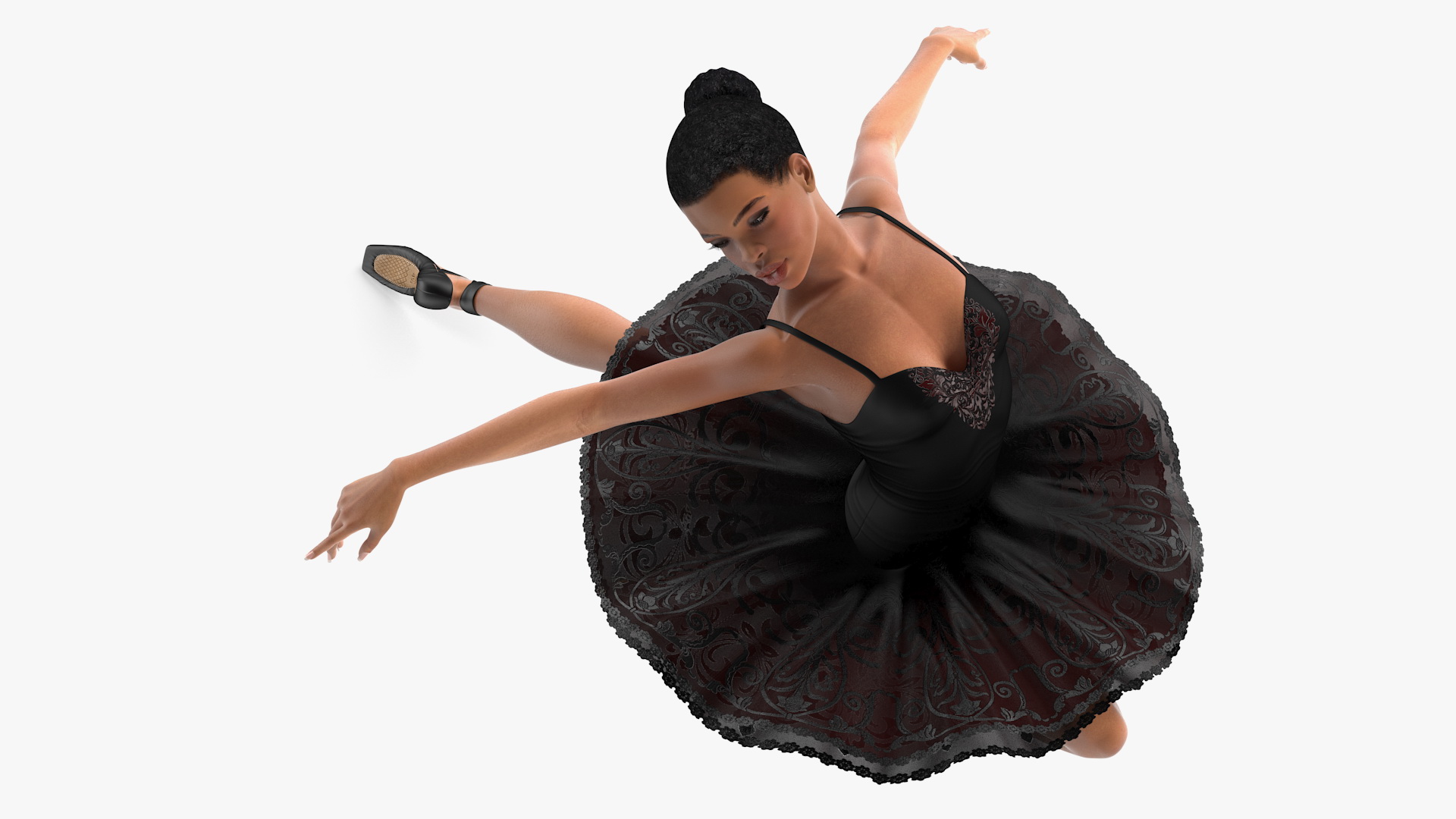 Light Skinned Black Ballerina Jump Pose 3D model