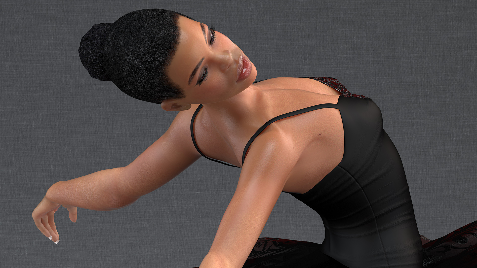 Light Skinned Black Ballerina Jump Pose 3D model