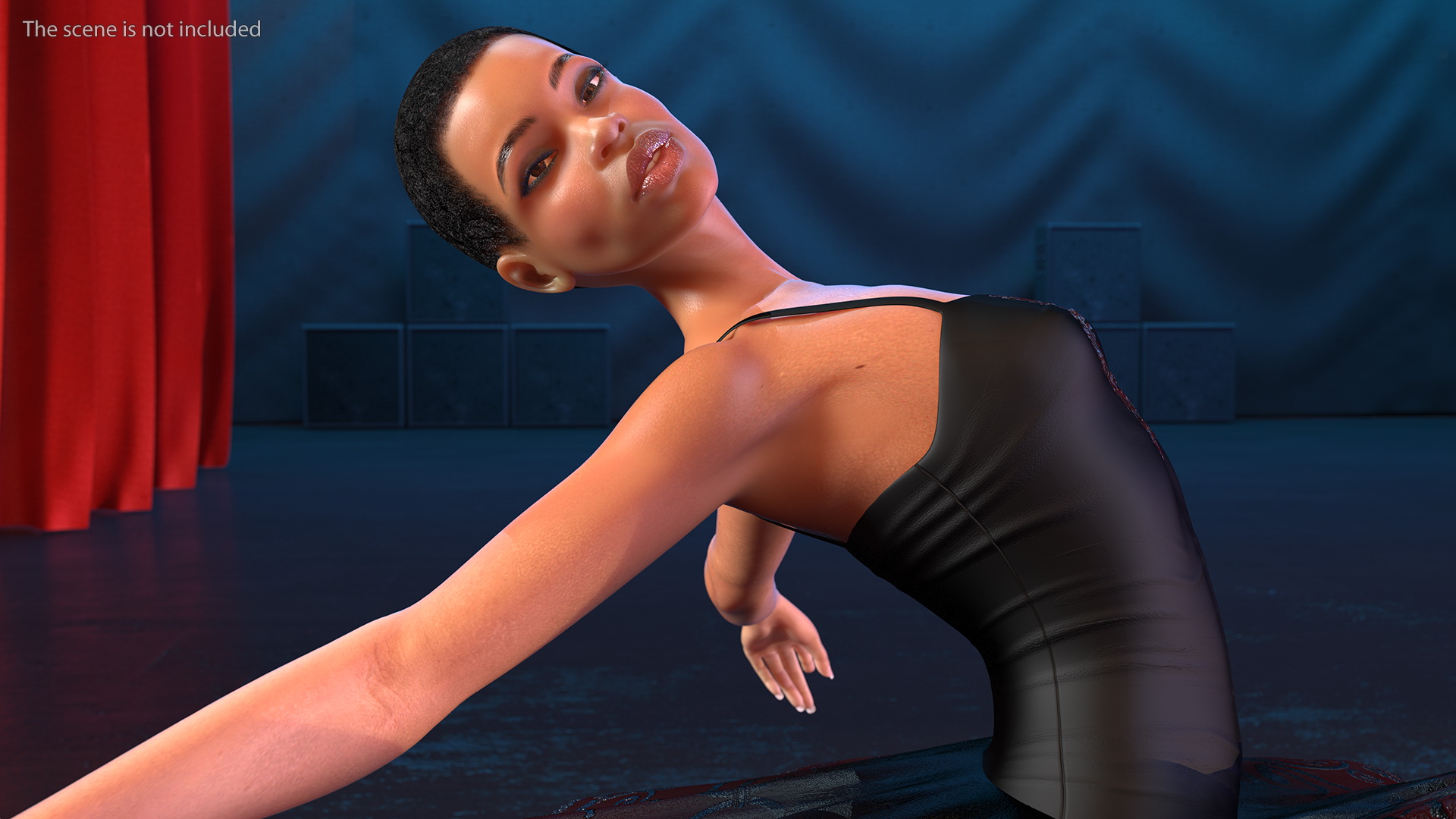 Light Skinned Black Ballerina Jump Pose 3D model