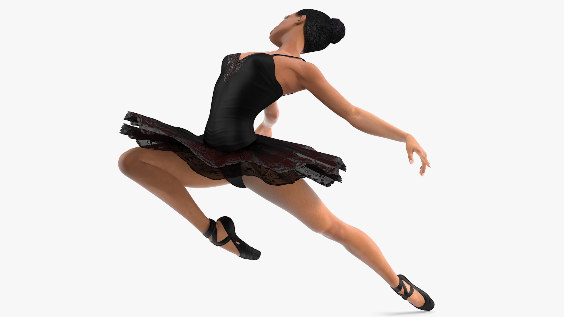 Light Skinned Black Ballerina Jump Pose 3D model