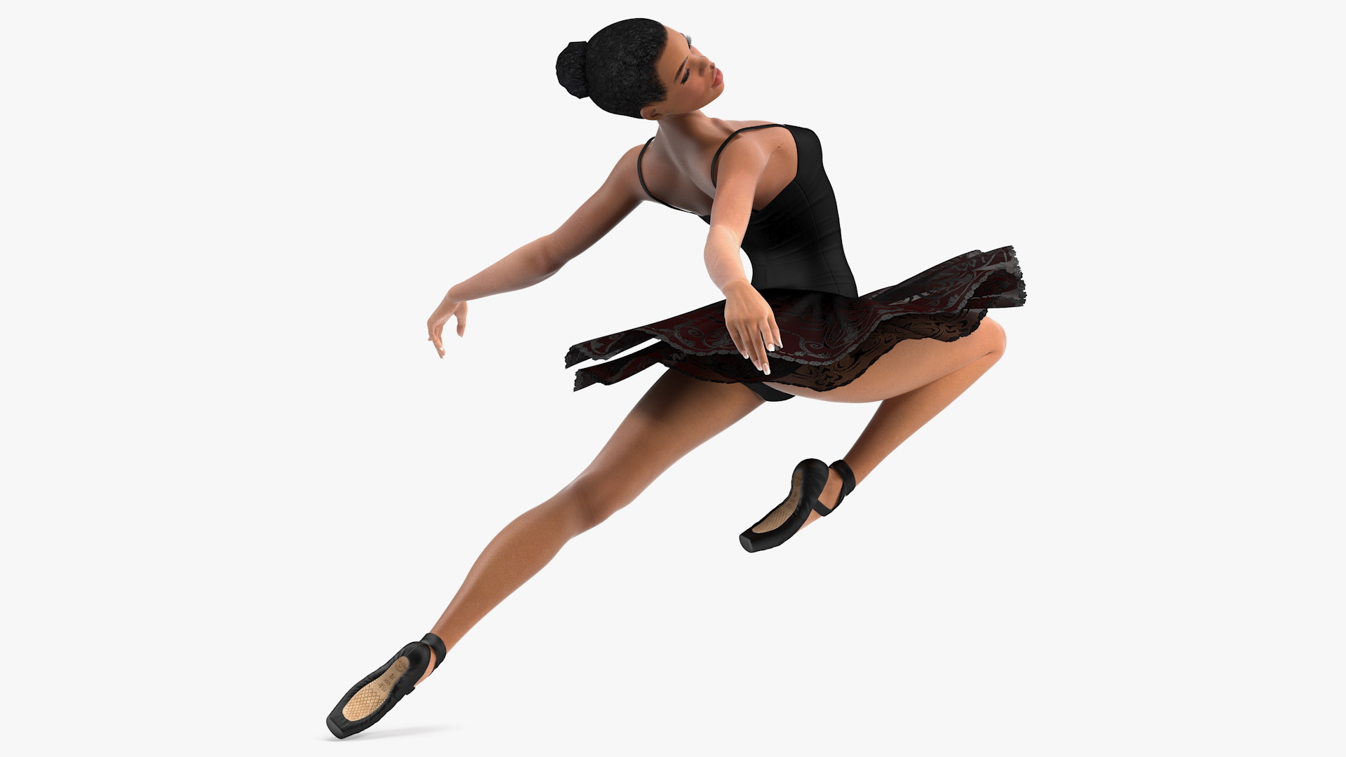 Light Skinned Black Ballerina Jump Pose 3D model