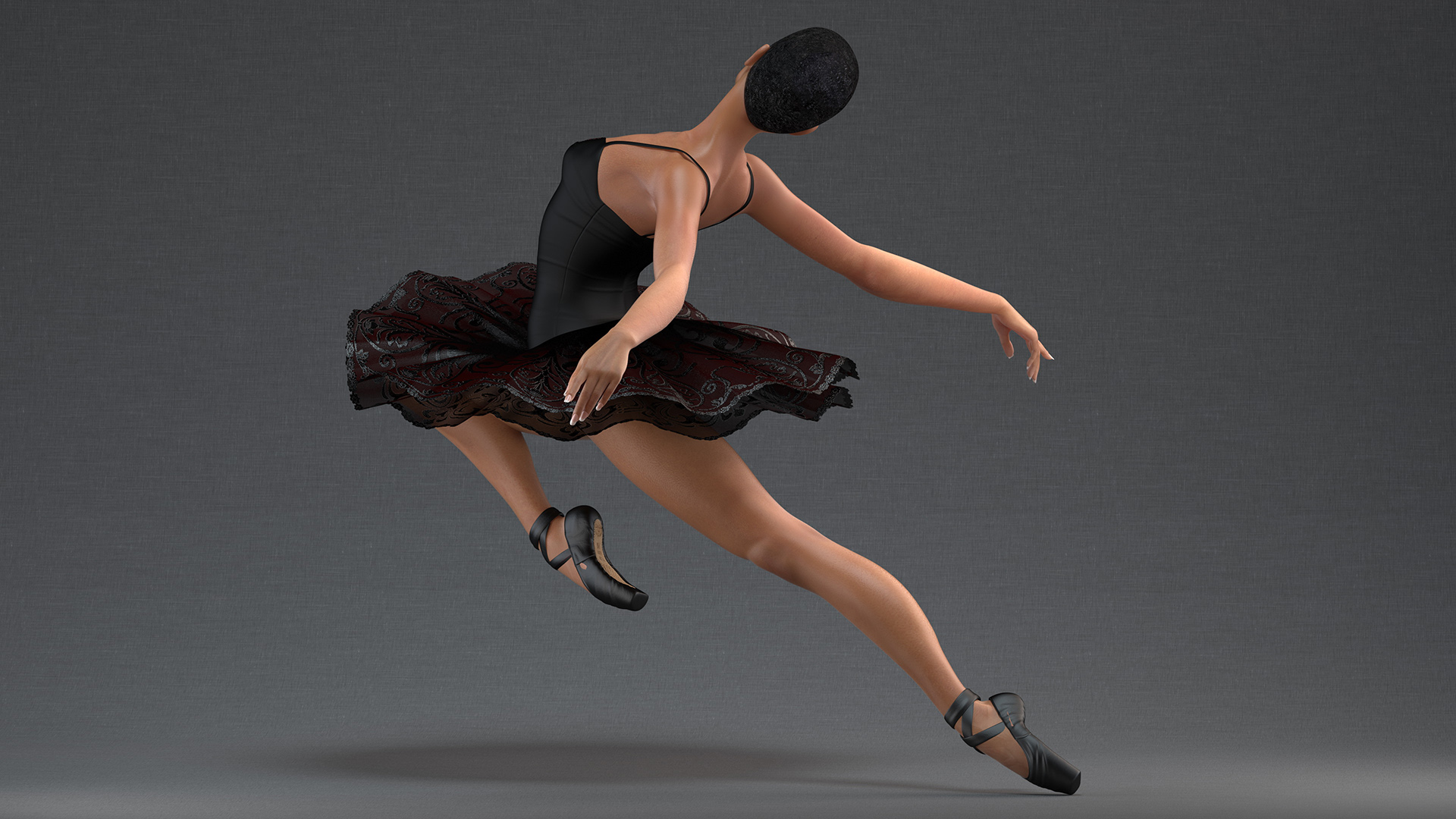 Light Skinned Black Ballerina Jump Pose 3D model