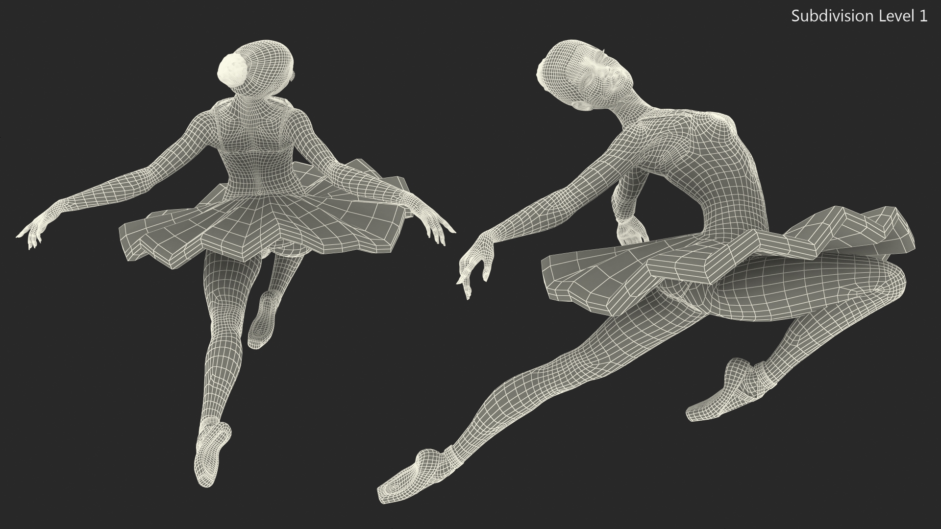 Light Skinned Black Ballerina Jump Pose 3D model