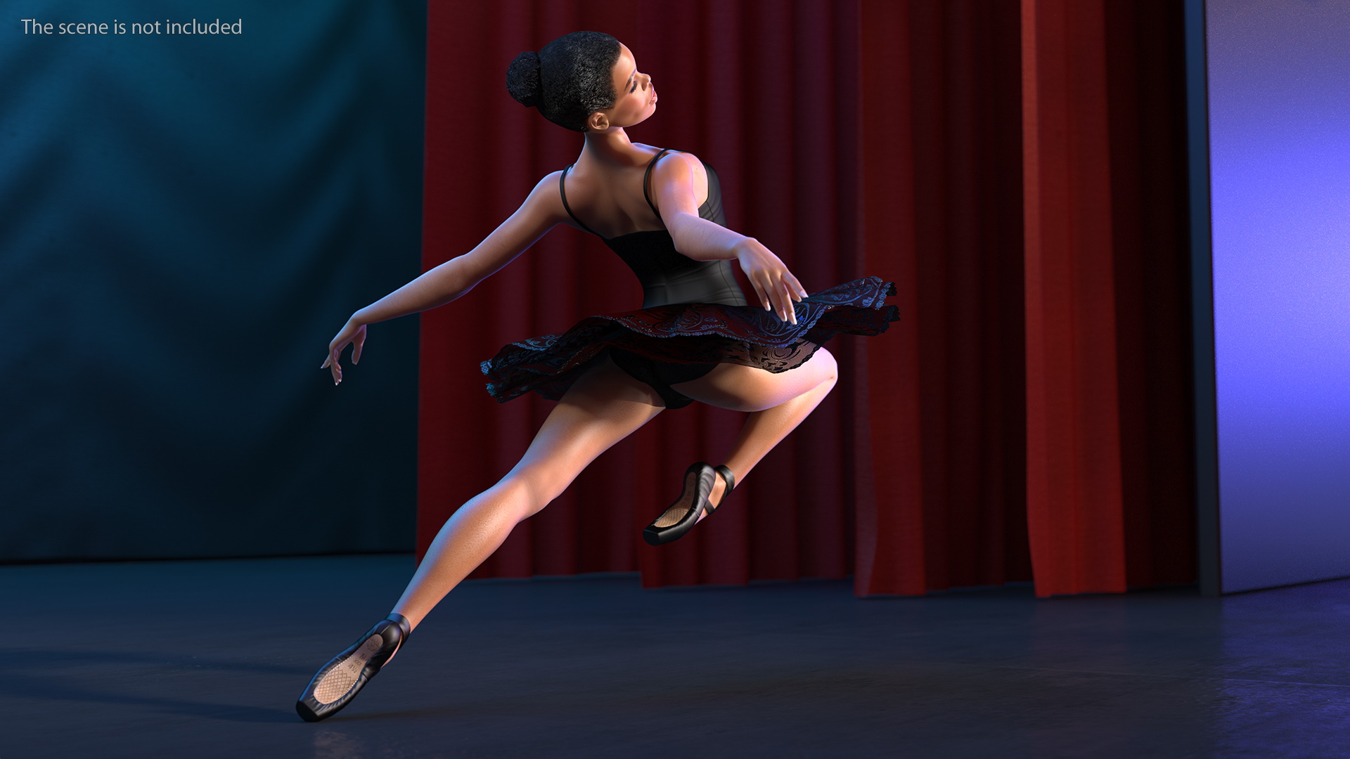 Light Skinned Black Ballerina Jump Pose 3D model