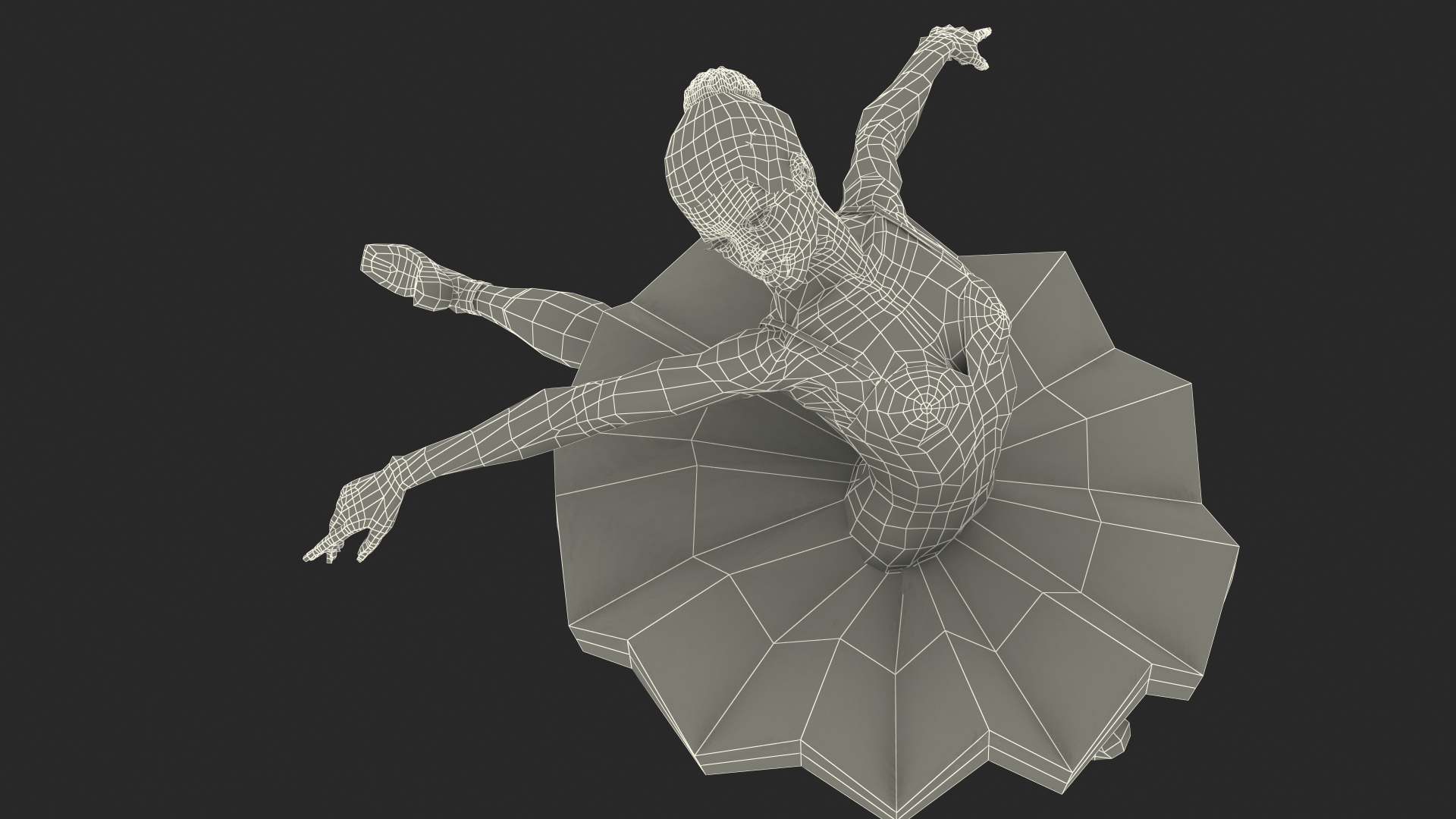 Light Skinned Black Ballerina Jump Pose 3D model