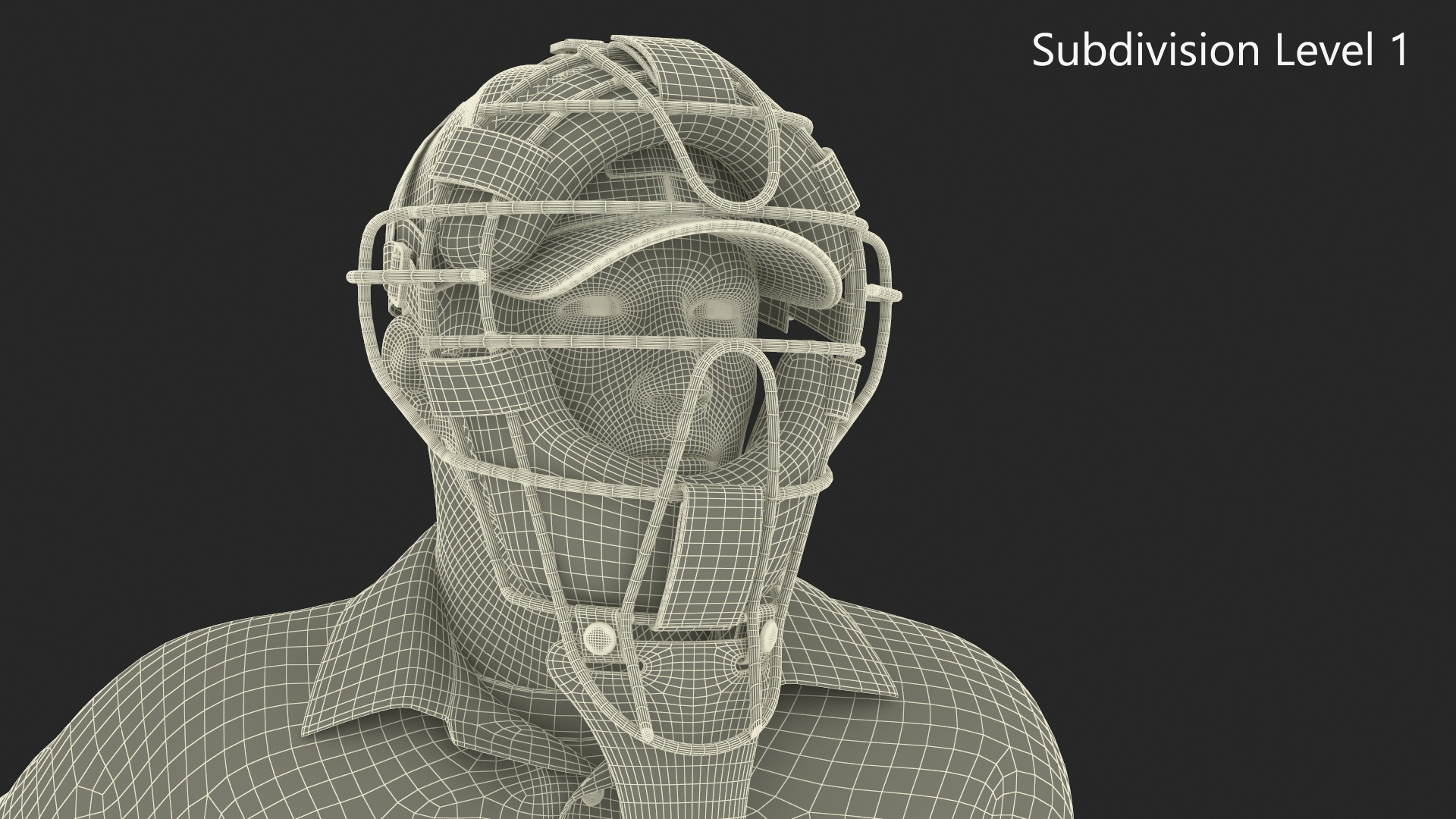 3D model Baseball Umpire with Protective Mask Standing Pose