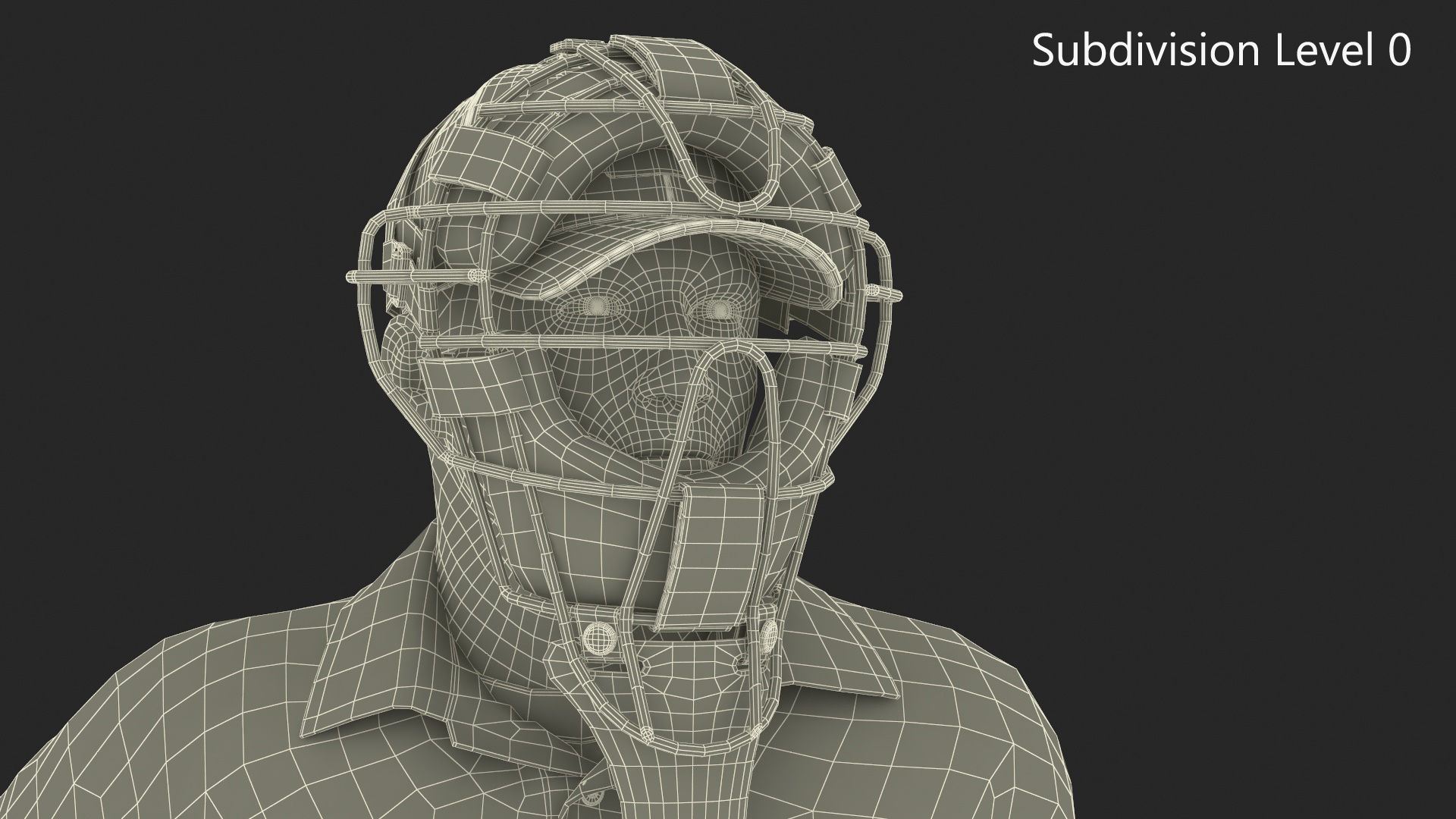 3D model Baseball Umpire with Protective Mask Standing Pose