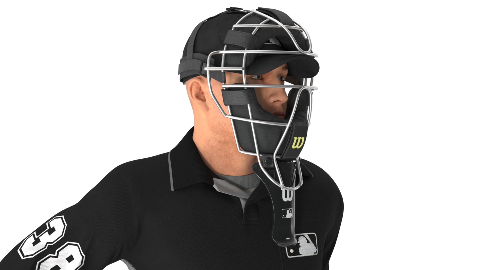 3D model Baseball Umpire with Protective Mask Standing Pose