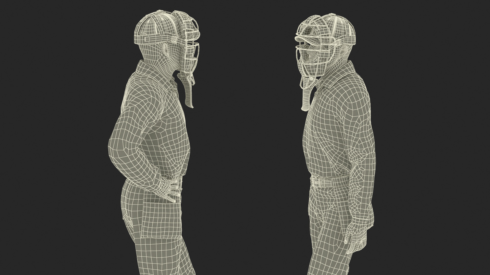 3D model Baseball Umpire with Protective Mask Standing Pose