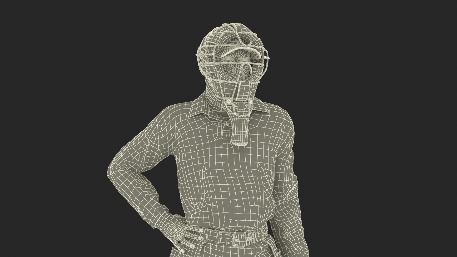 3D model Baseball Umpire with Protective Mask Standing Pose