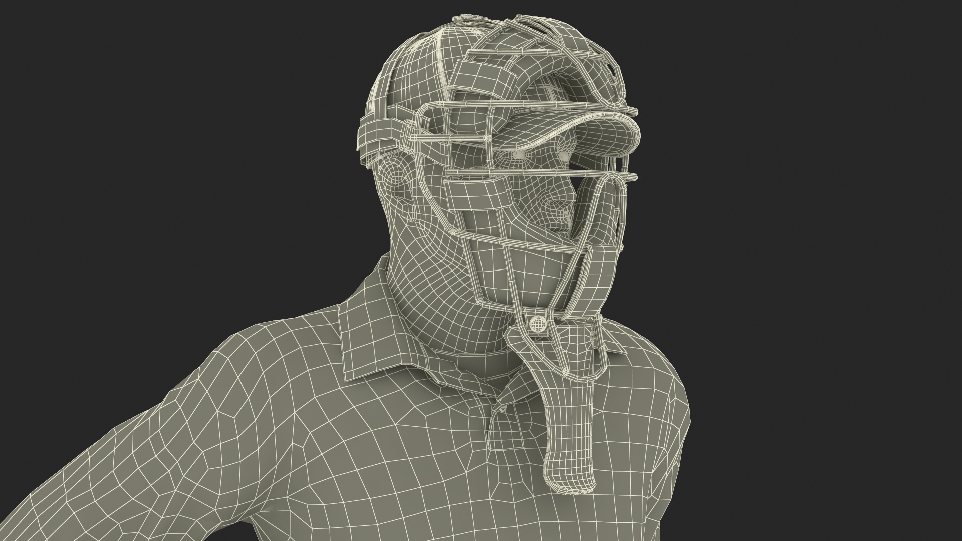 3D model Baseball Umpire with Protective Mask Standing Pose