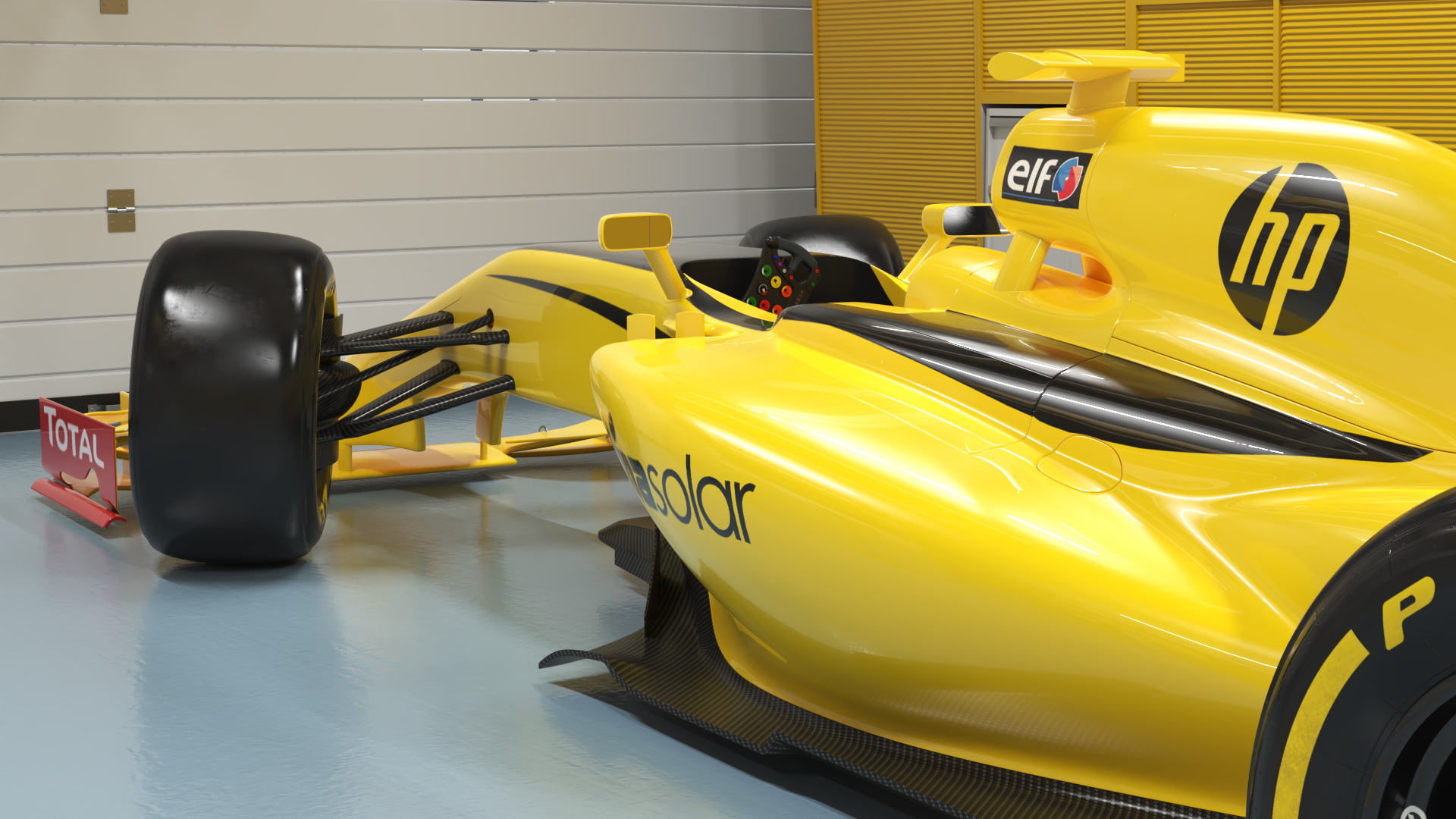 3D Racing Team Garage and Formula 1 Car