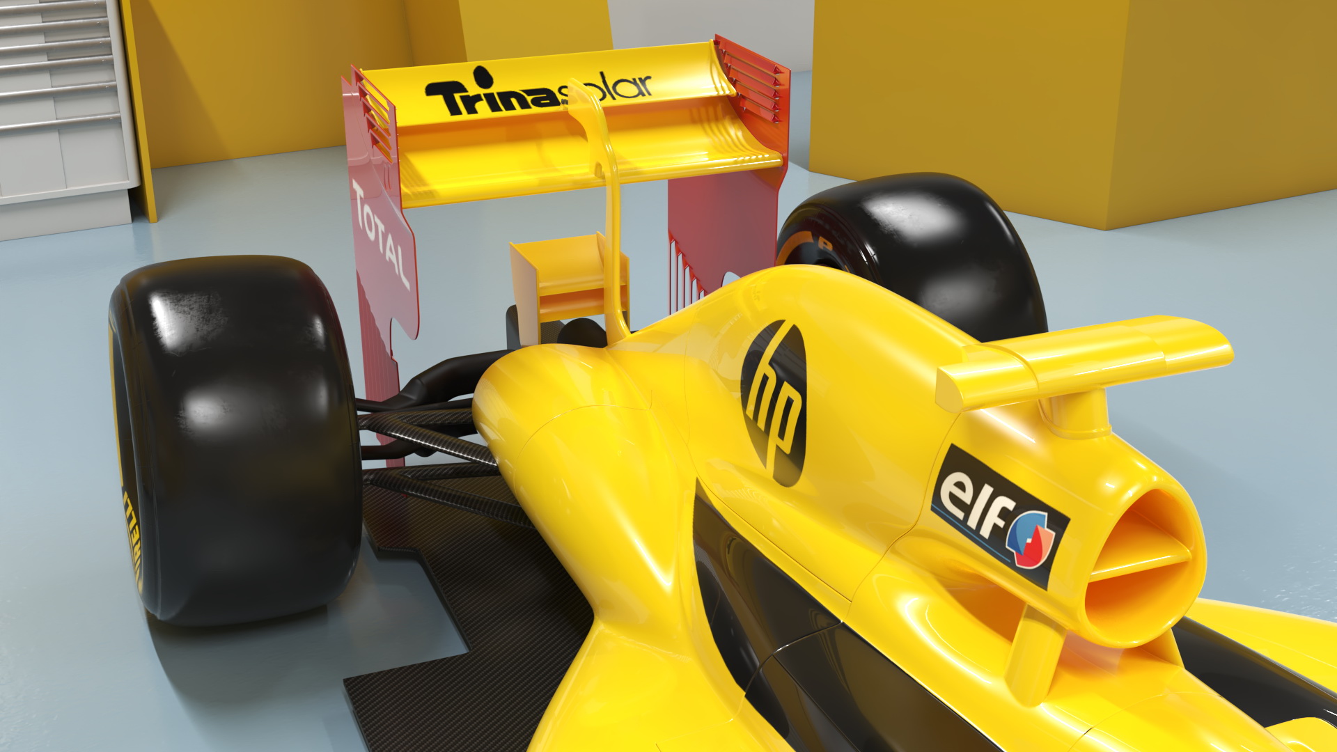 3D Racing Team Garage and Formula 1 Car