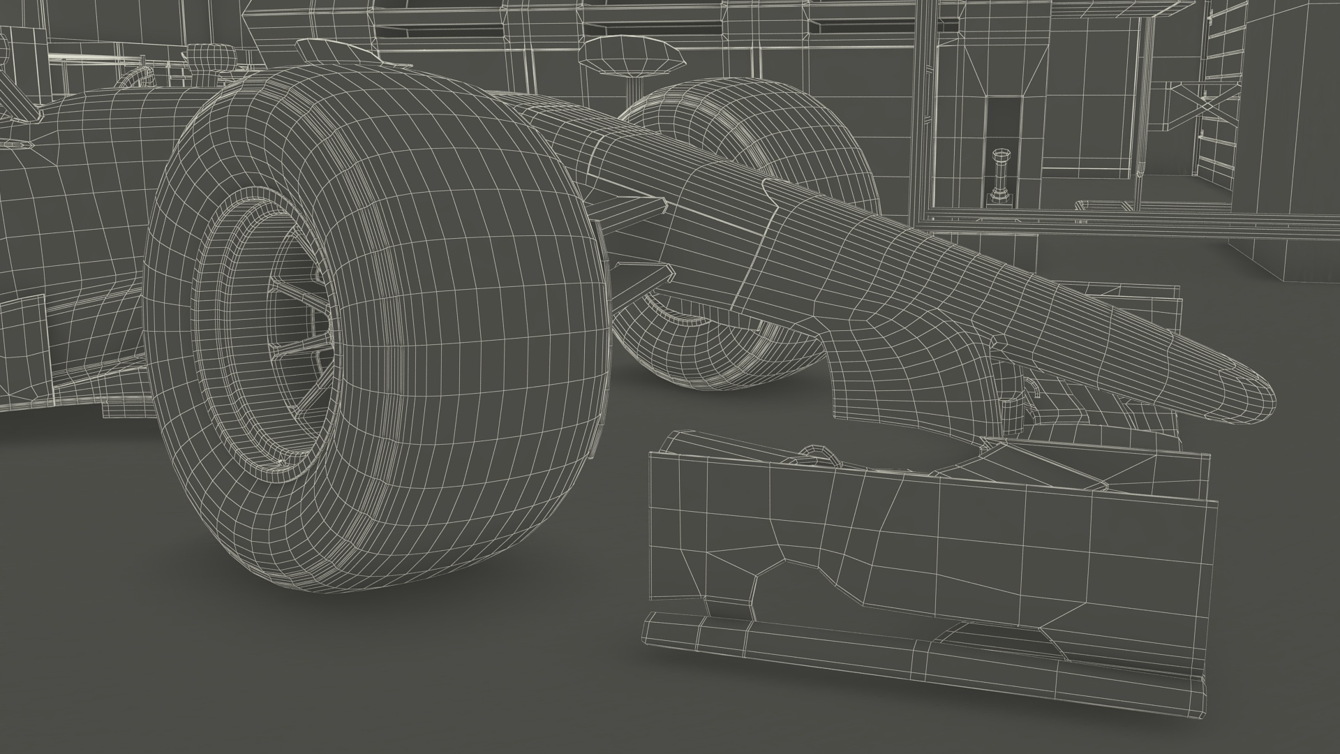 3D Racing Team Garage and Formula 1 Car