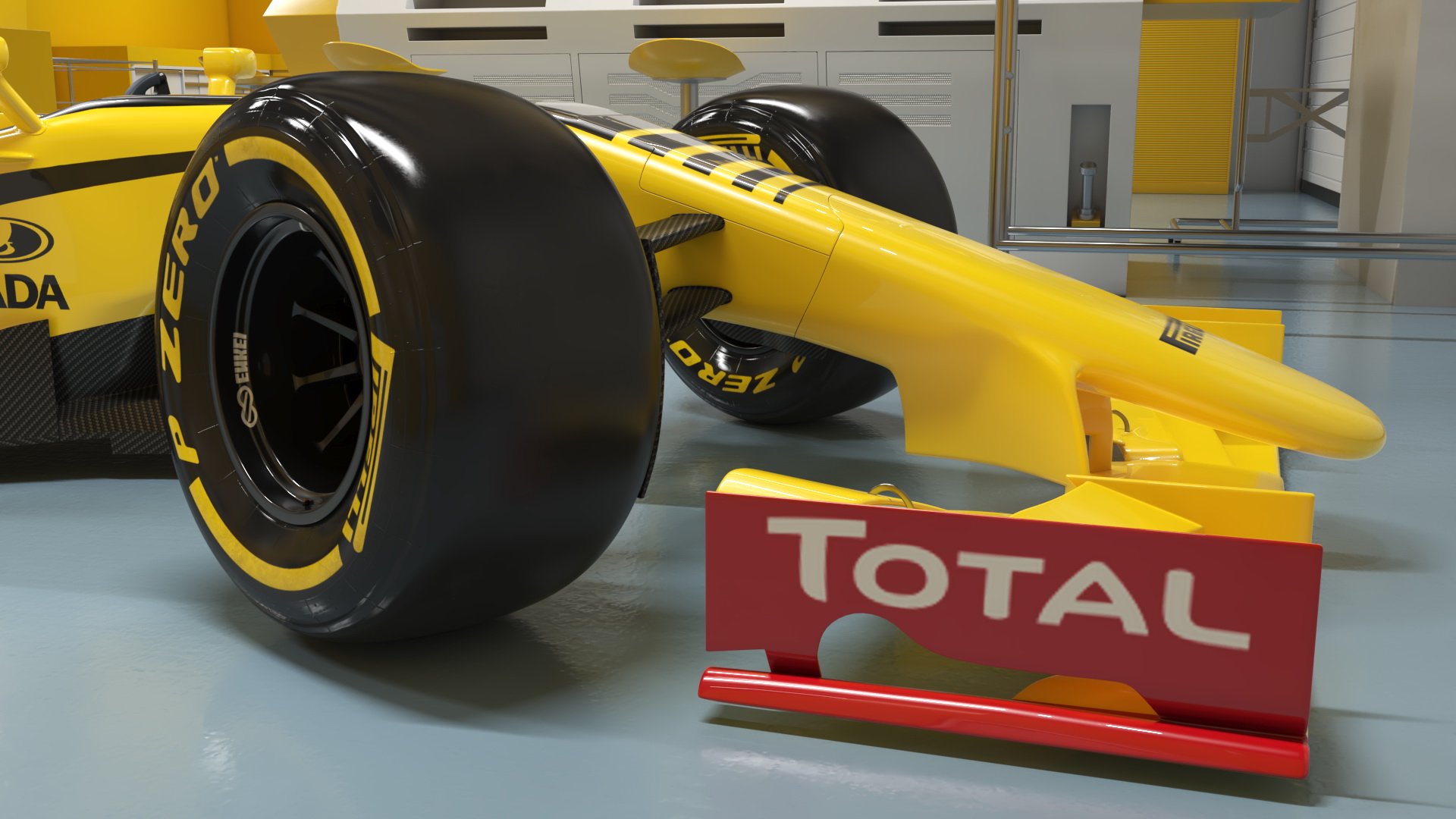 3D Racing Team Garage and Formula 1 Car