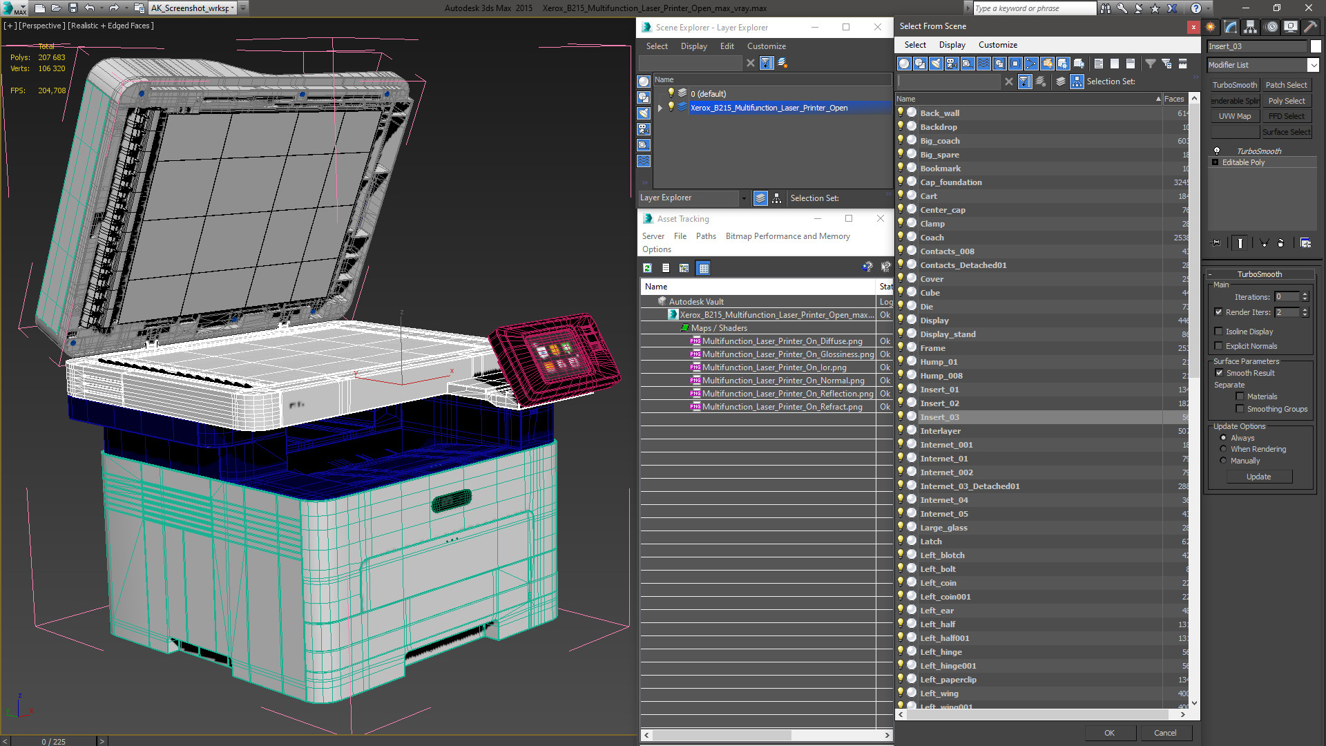 3D Xerox B215 Multifunction Laser Printer Open model