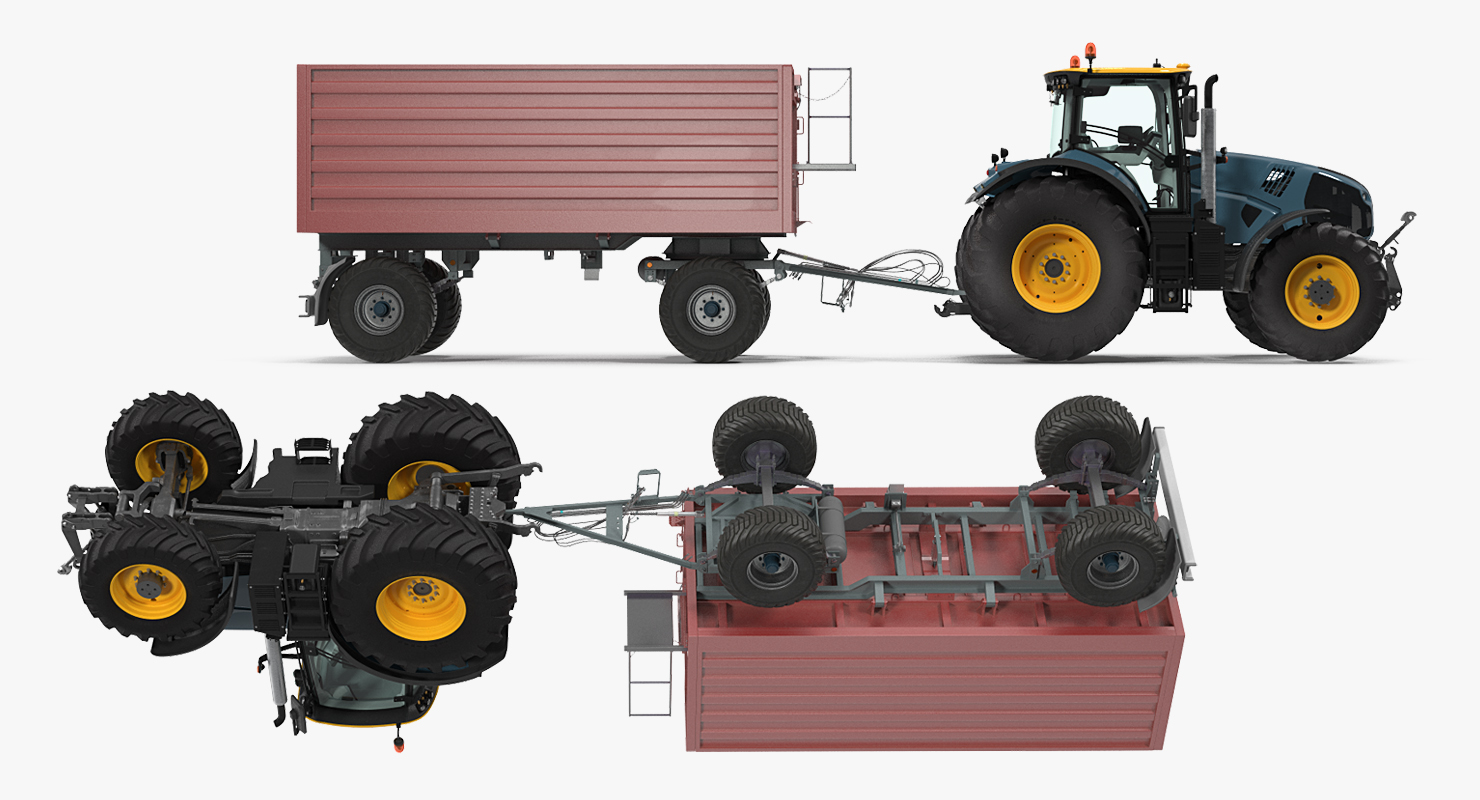 Tractor with Dump Trailer New 3D model