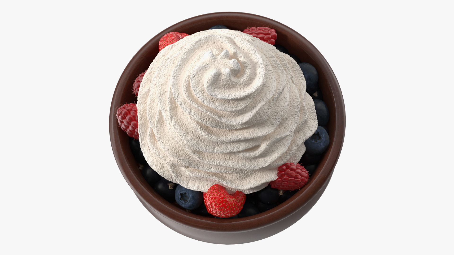 Bowl of Berries with Whipped Cream 3D model