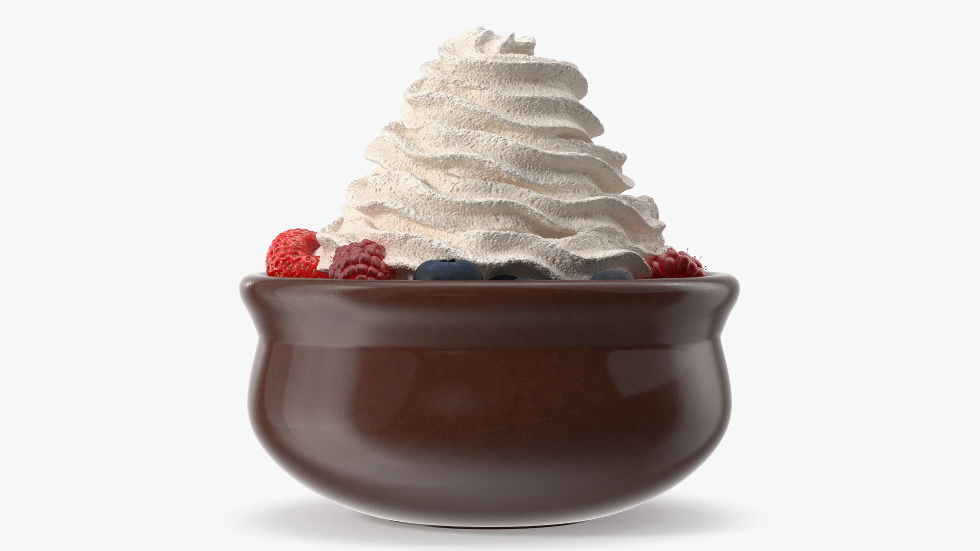 Bowl of Berries with Whipped Cream 3D model