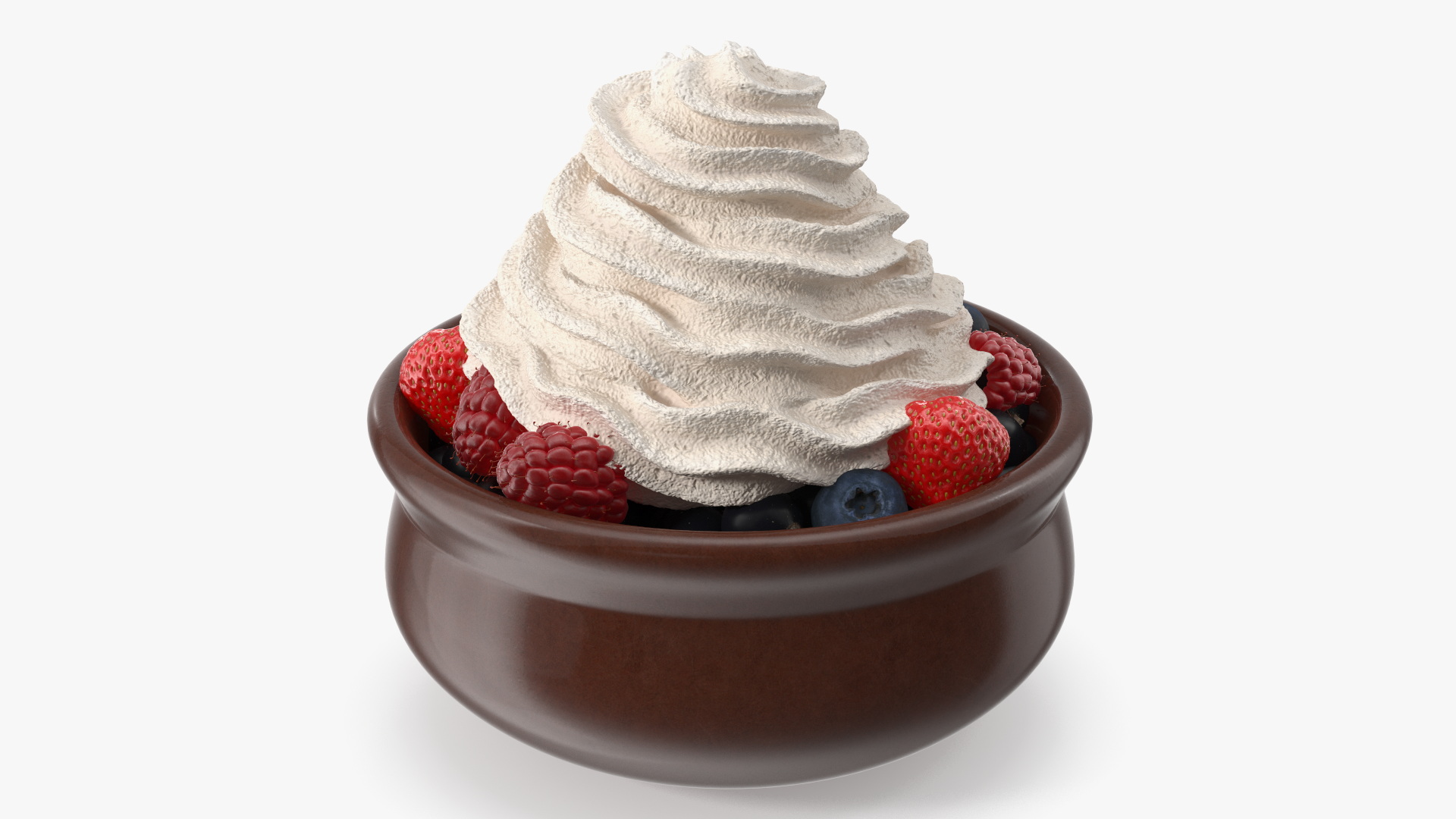 Bowl of Berries with Whipped Cream 3D model