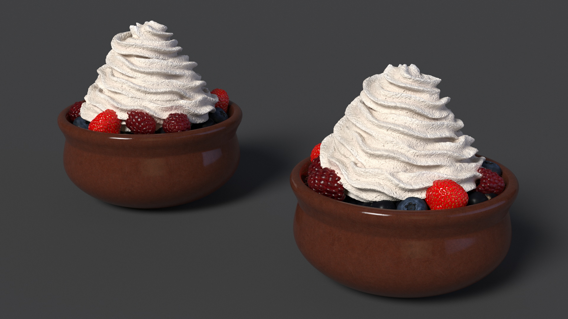 Bowl of Berries with Whipped Cream 3D model