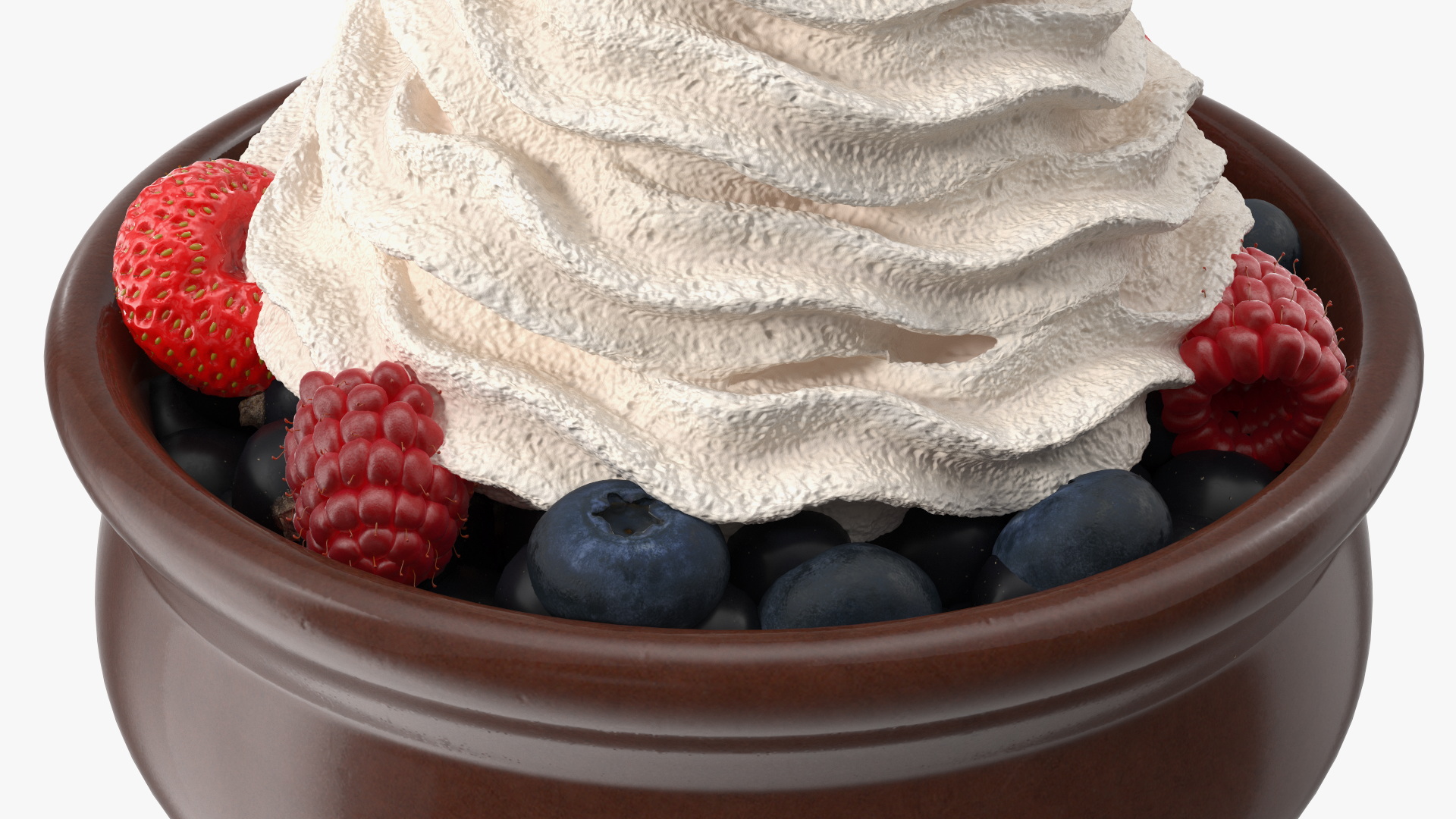 Bowl of Berries with Whipped Cream 3D model