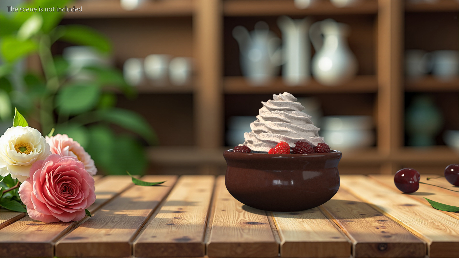 Bowl of Berries with Whipped Cream 3D model