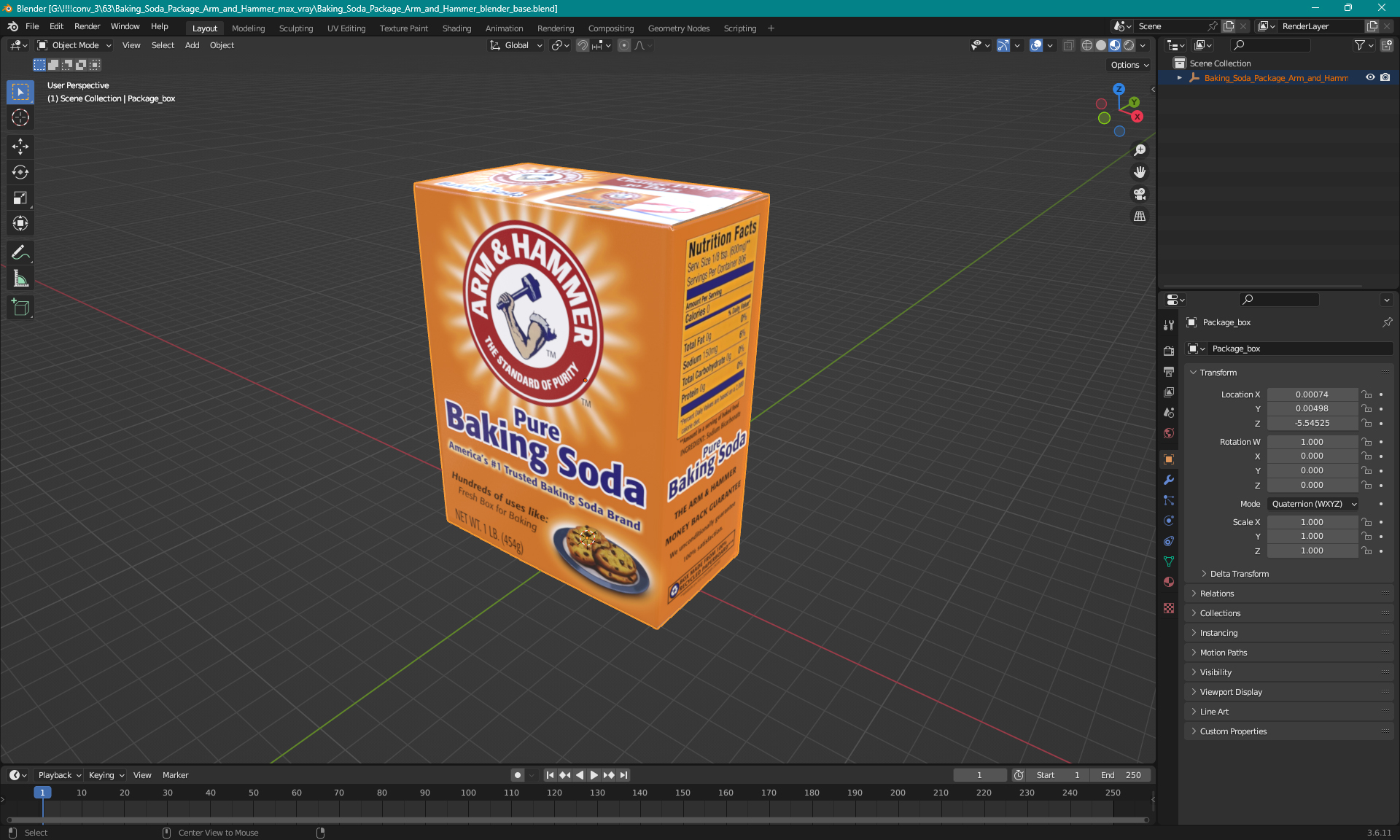 Baking Soda Package Arm and Hammer 3D model