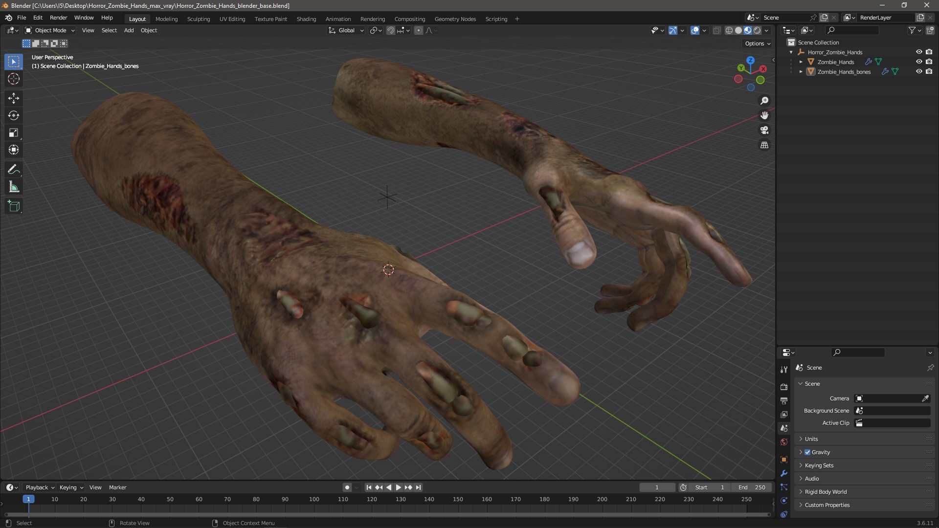 Horror Zombie Hands 3D model