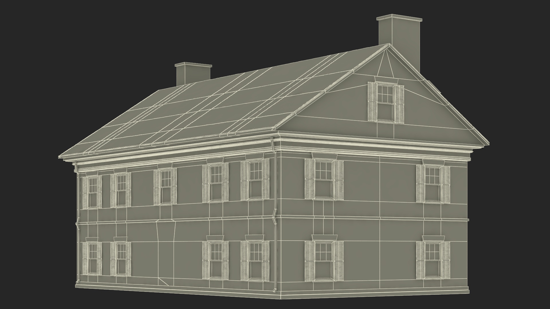 Classic Two-Story Brick House 3D model