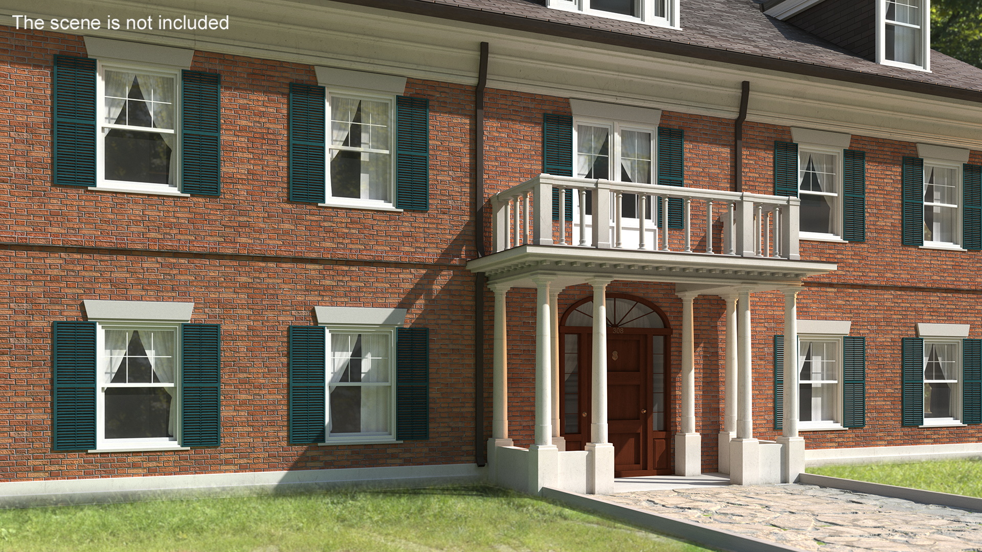 Classic Two-Story Brick House 3D model