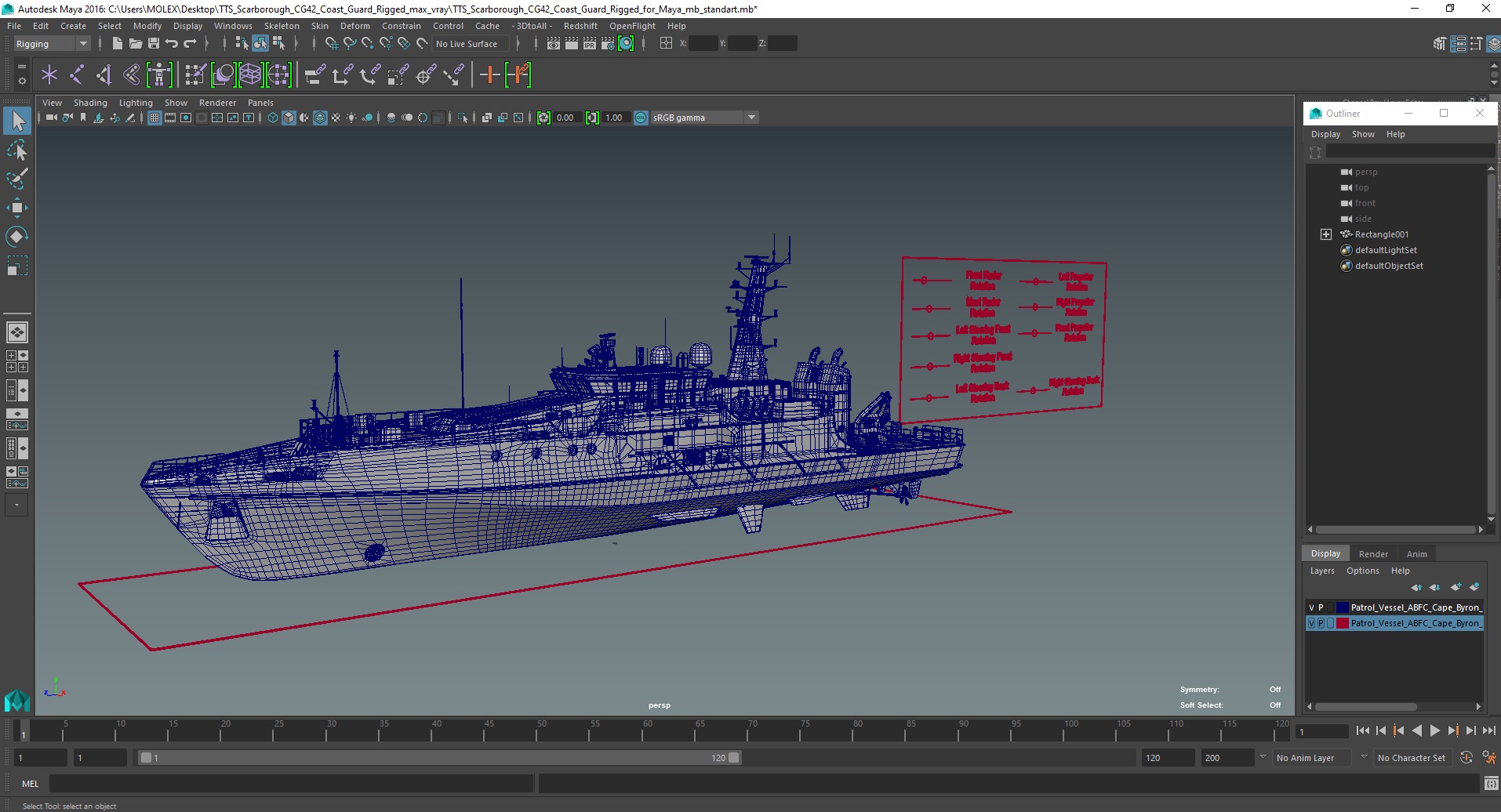 3D TTS Scarborough CG42 Coast Guard Rigged for Maya model