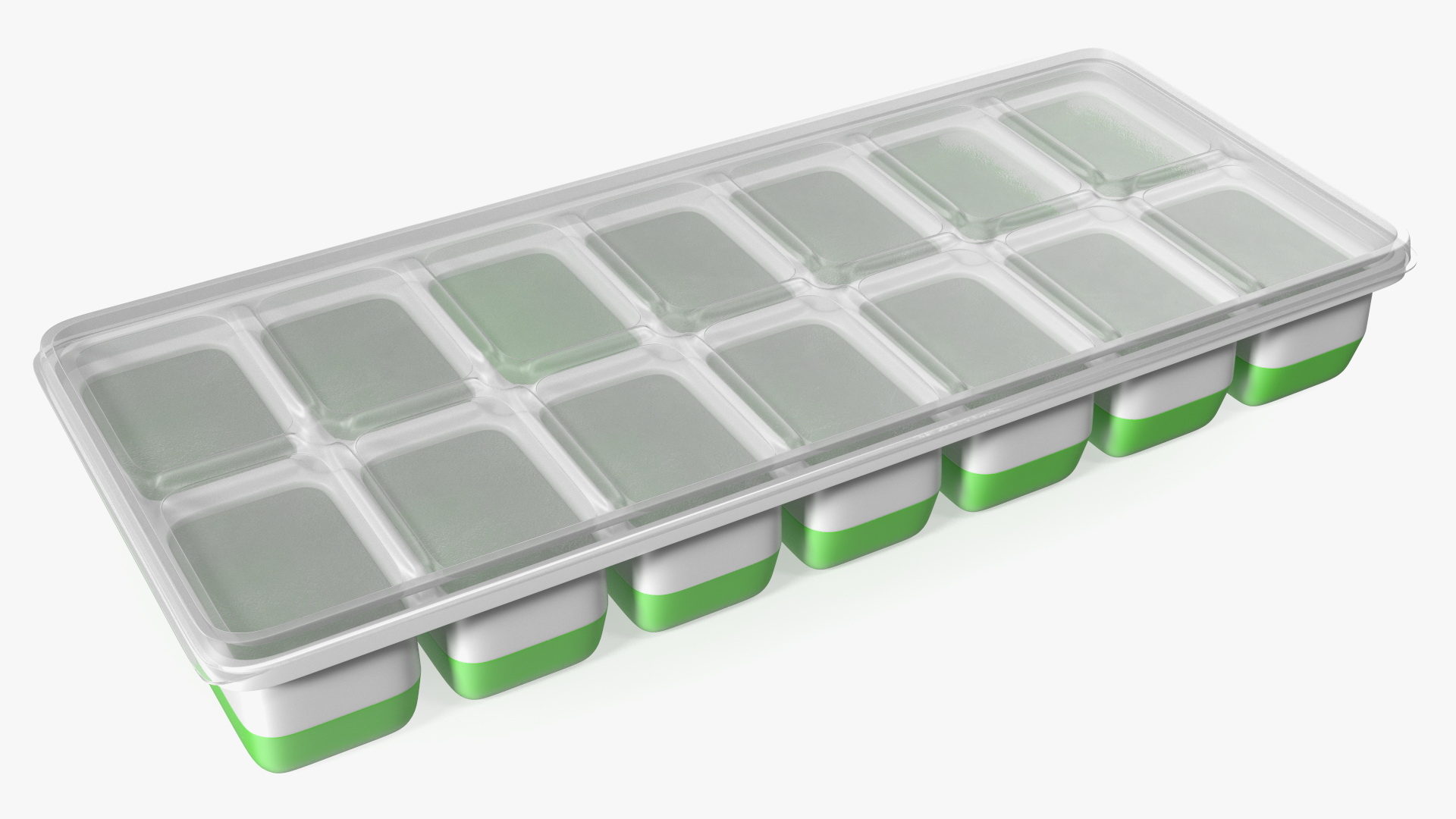 3D model Ice Cube Mold filled with Ice Green