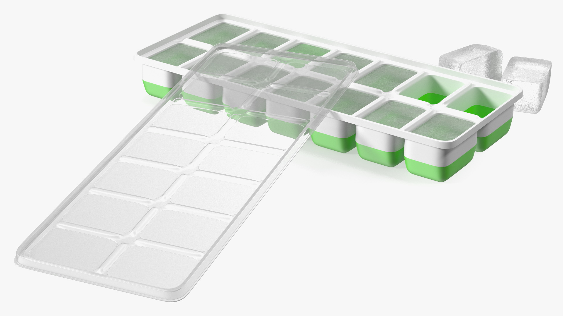 3D model Ice Cube Mold filled with Ice Green