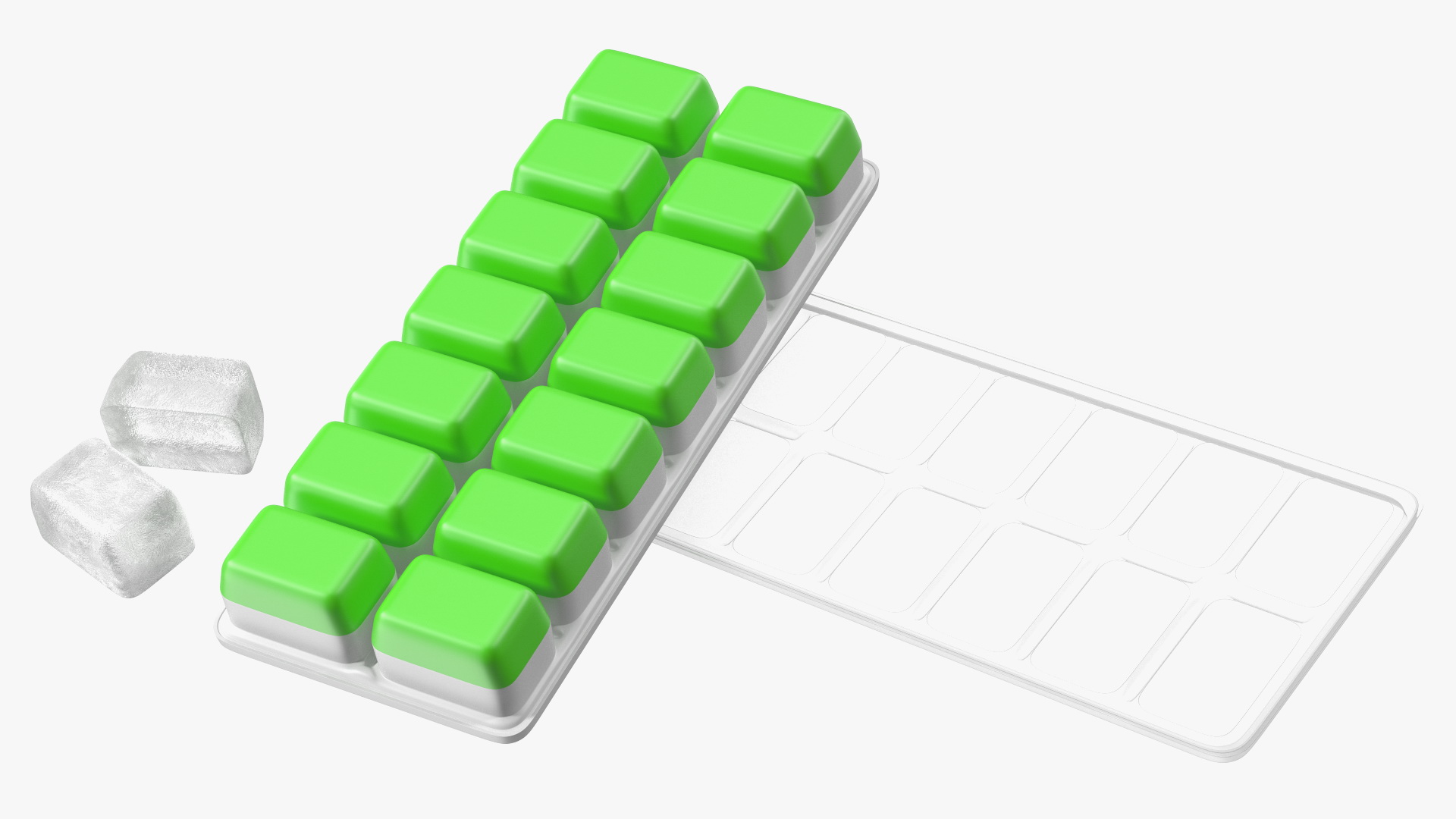 3D model Ice Cube Mold filled with Ice Green