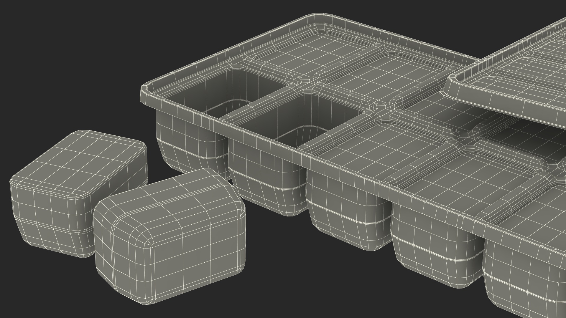 3D model Ice Cube Mold filled with Ice Green