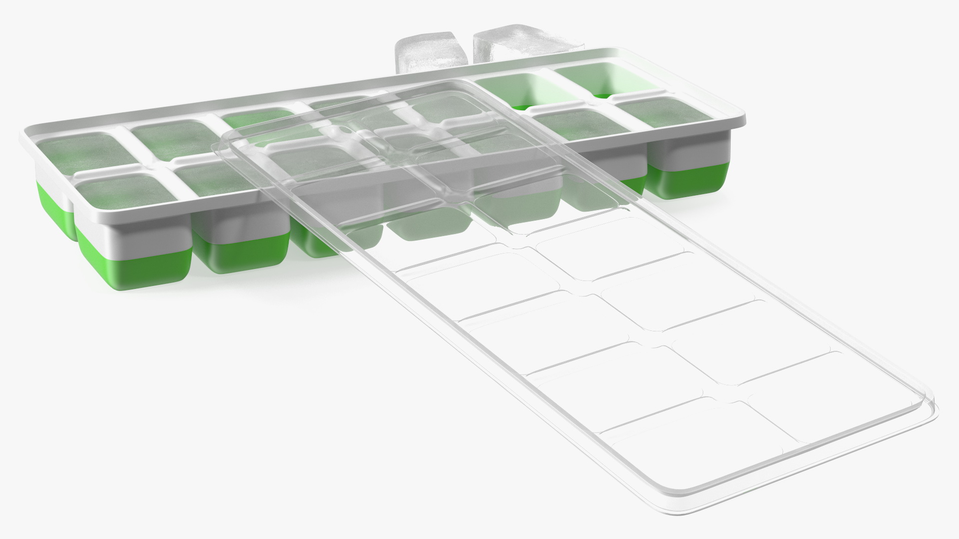 3D model Ice Cube Mold filled with Ice Green